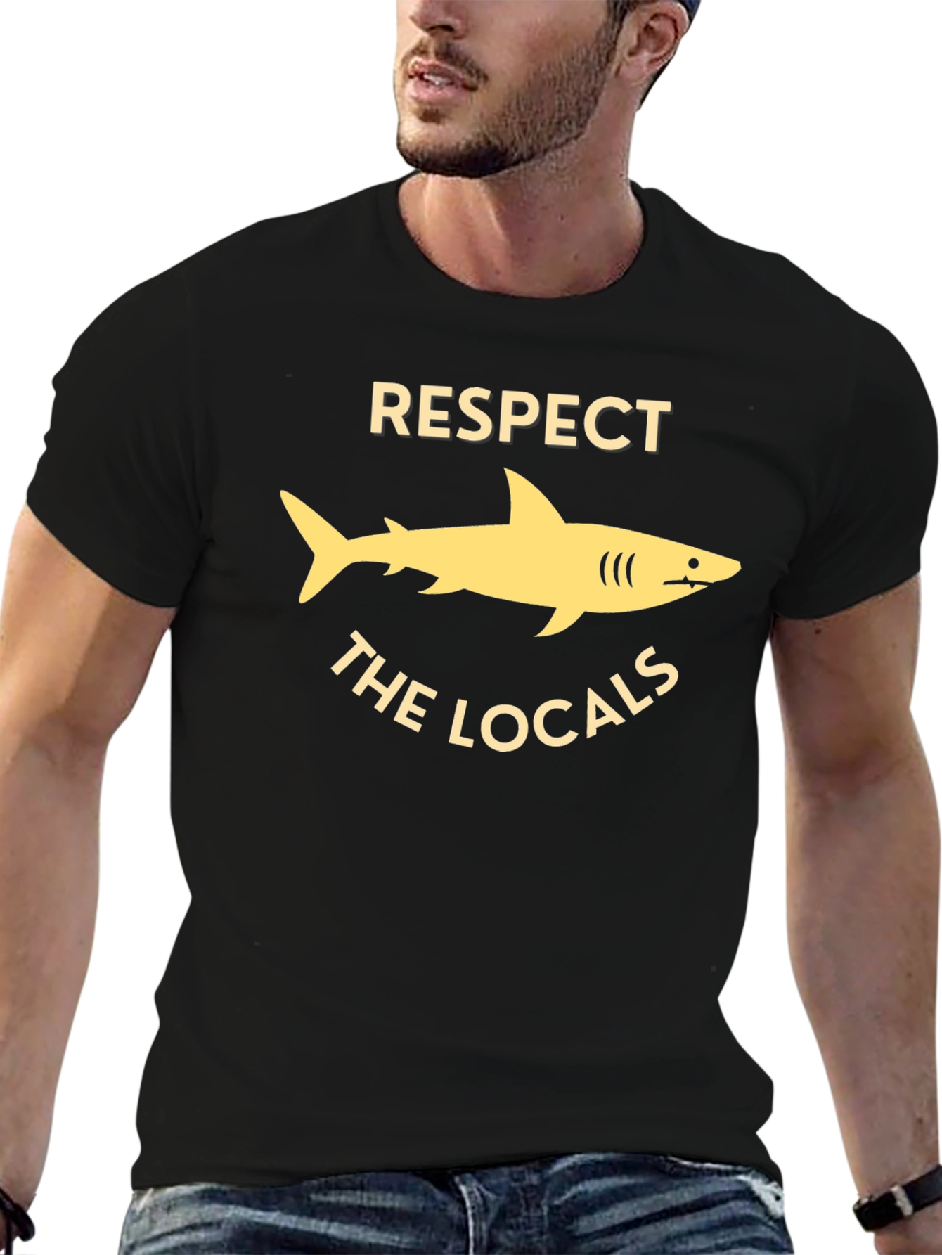 Respect the Locals Shark T-Shirt - Black