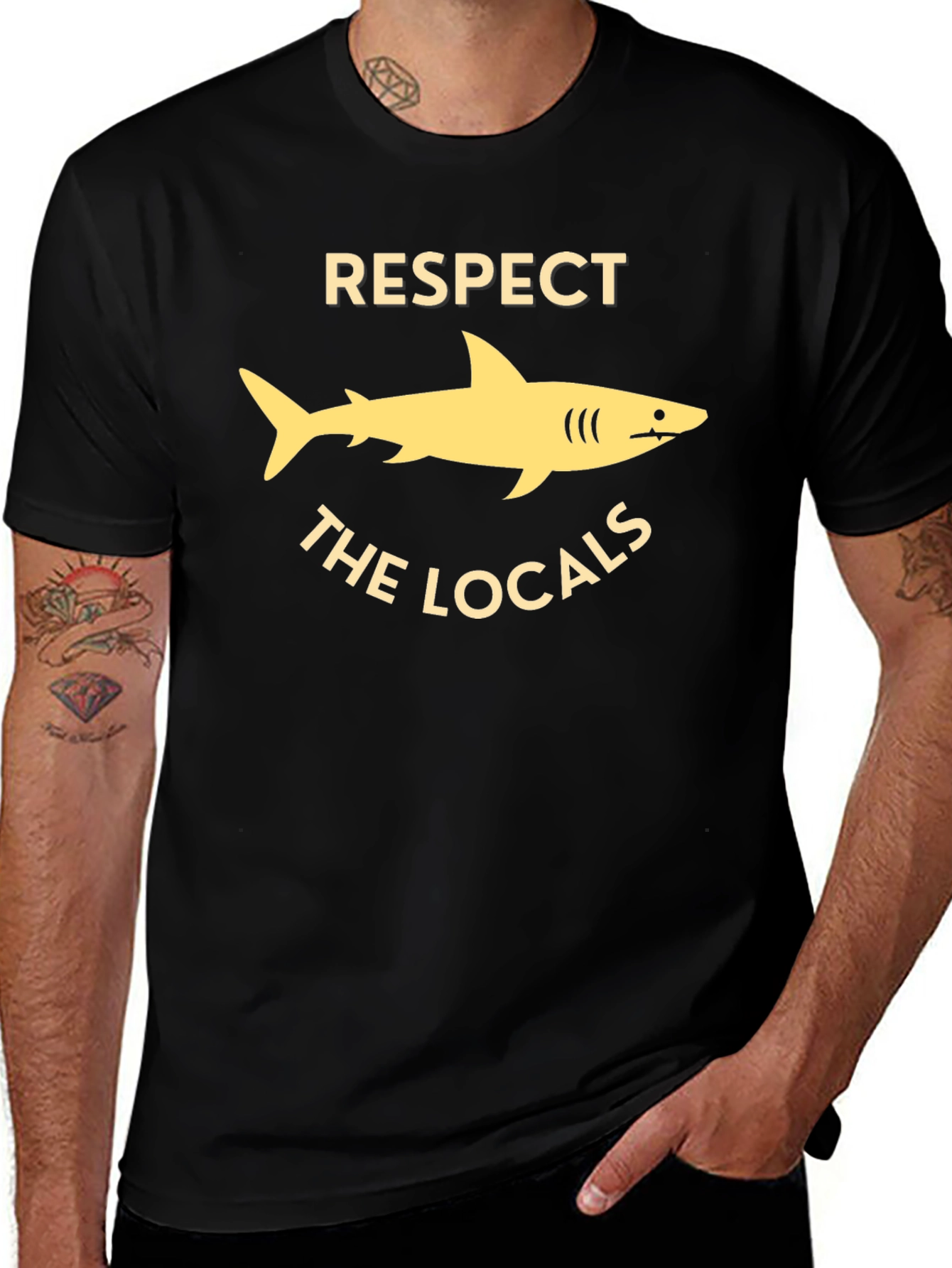 Respect the Locals Shark T-Shirt - Black