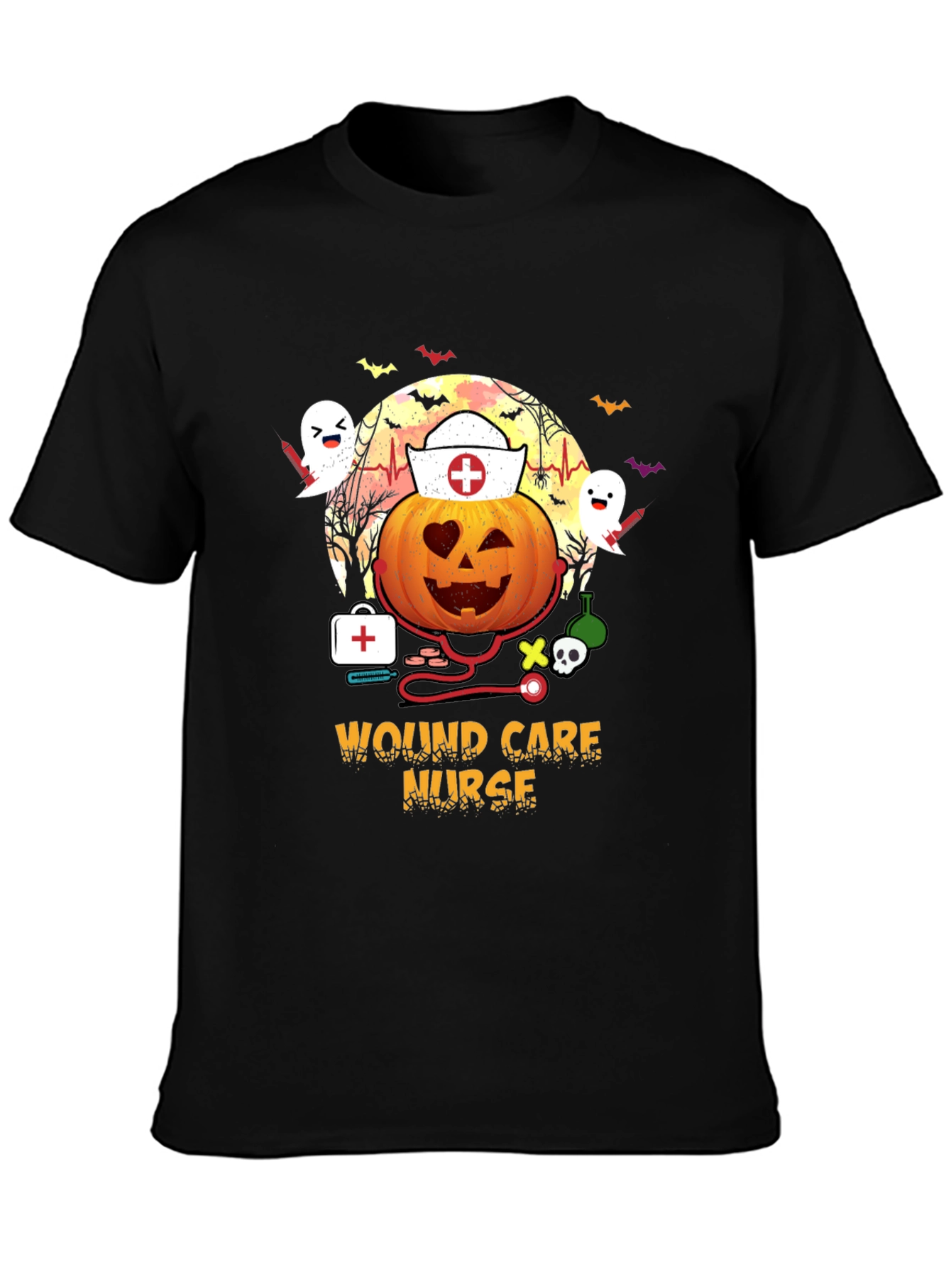 Wound Care Nurse Halloween Pumpkin T-Shirt