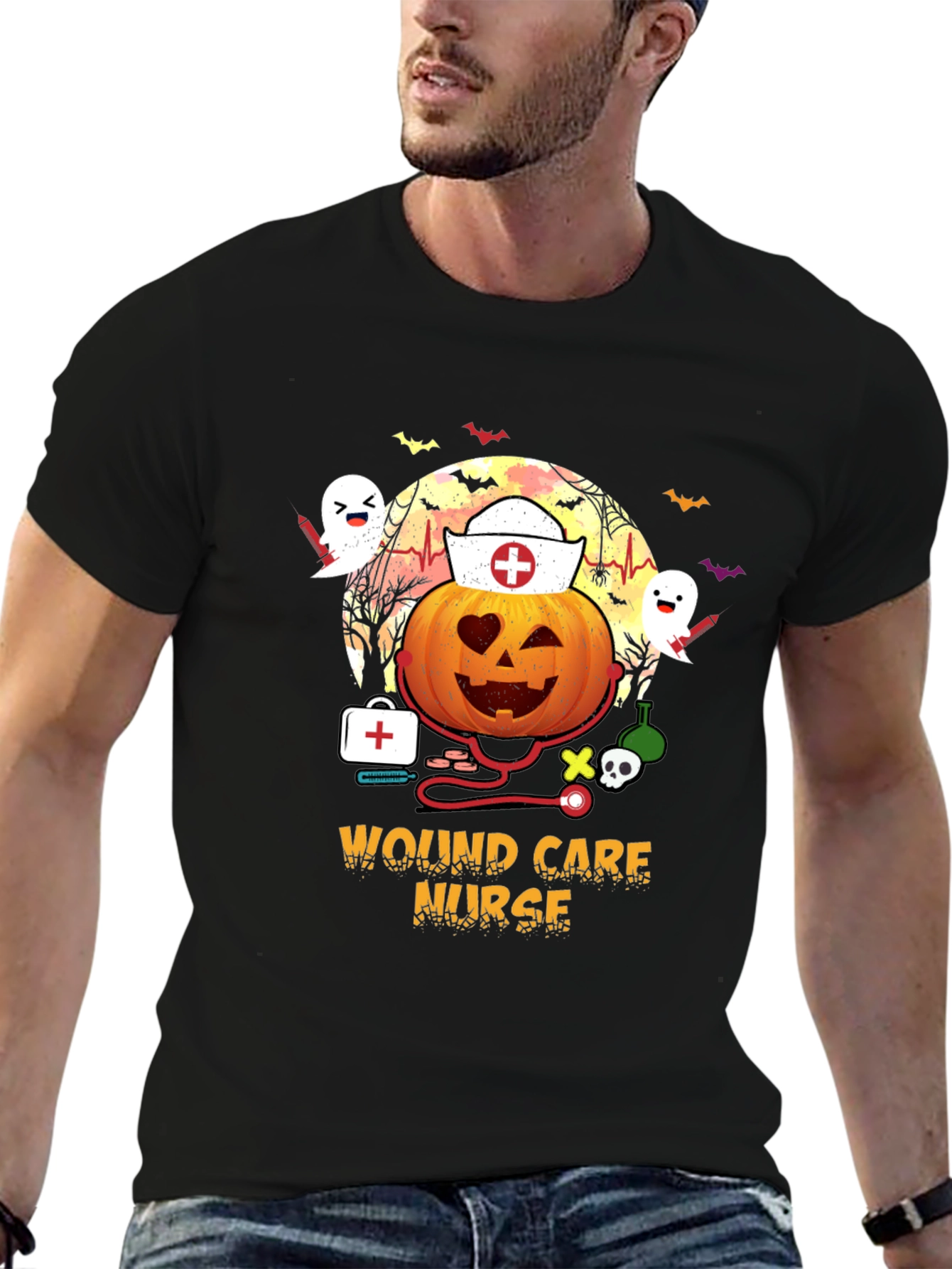 Wound Care Nurse Halloween Pumpkin T-Shirt