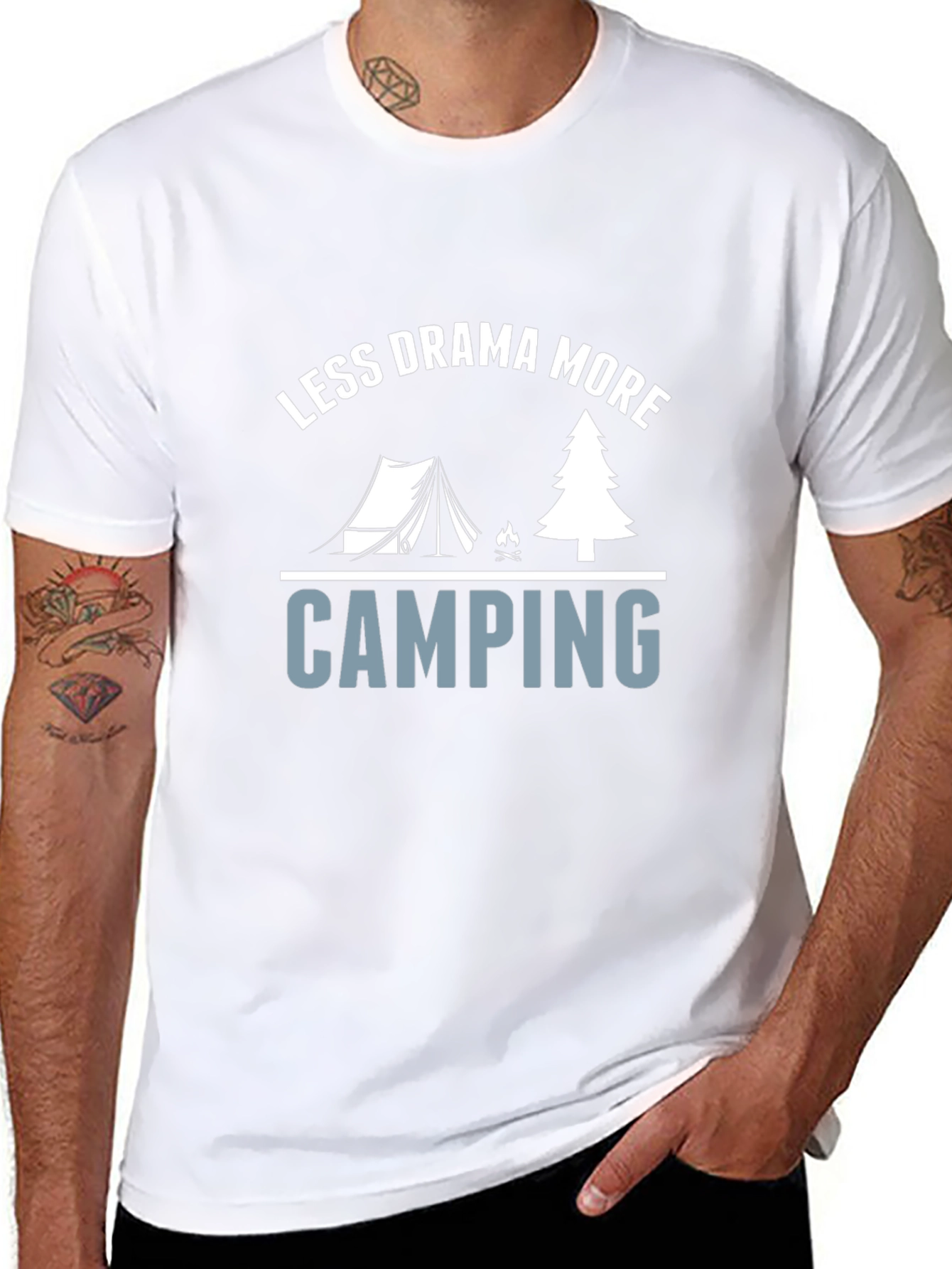 Less Drama More Camping Black Graphic Tee