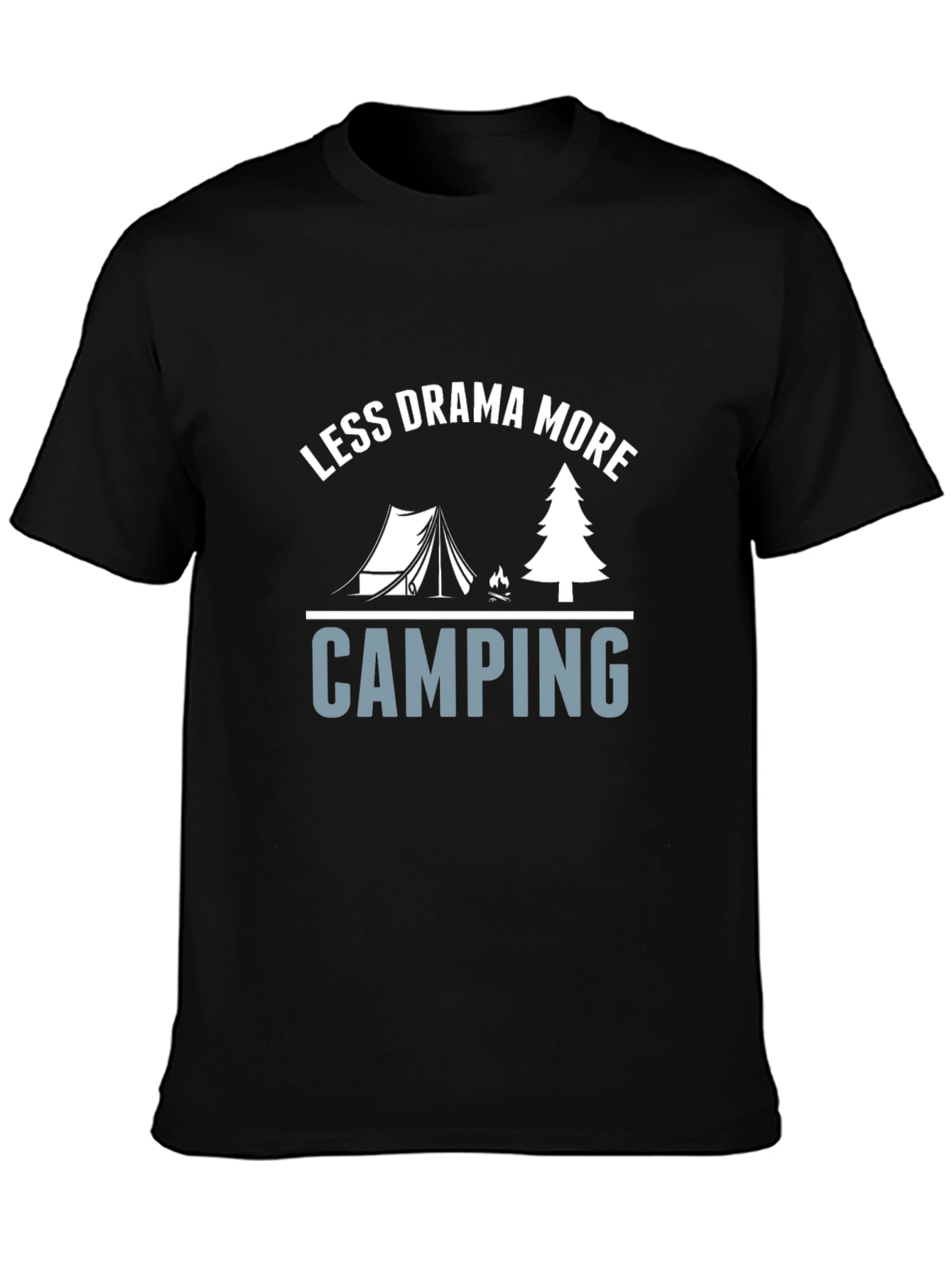Less Drama More Camping Black Graphic Tee
