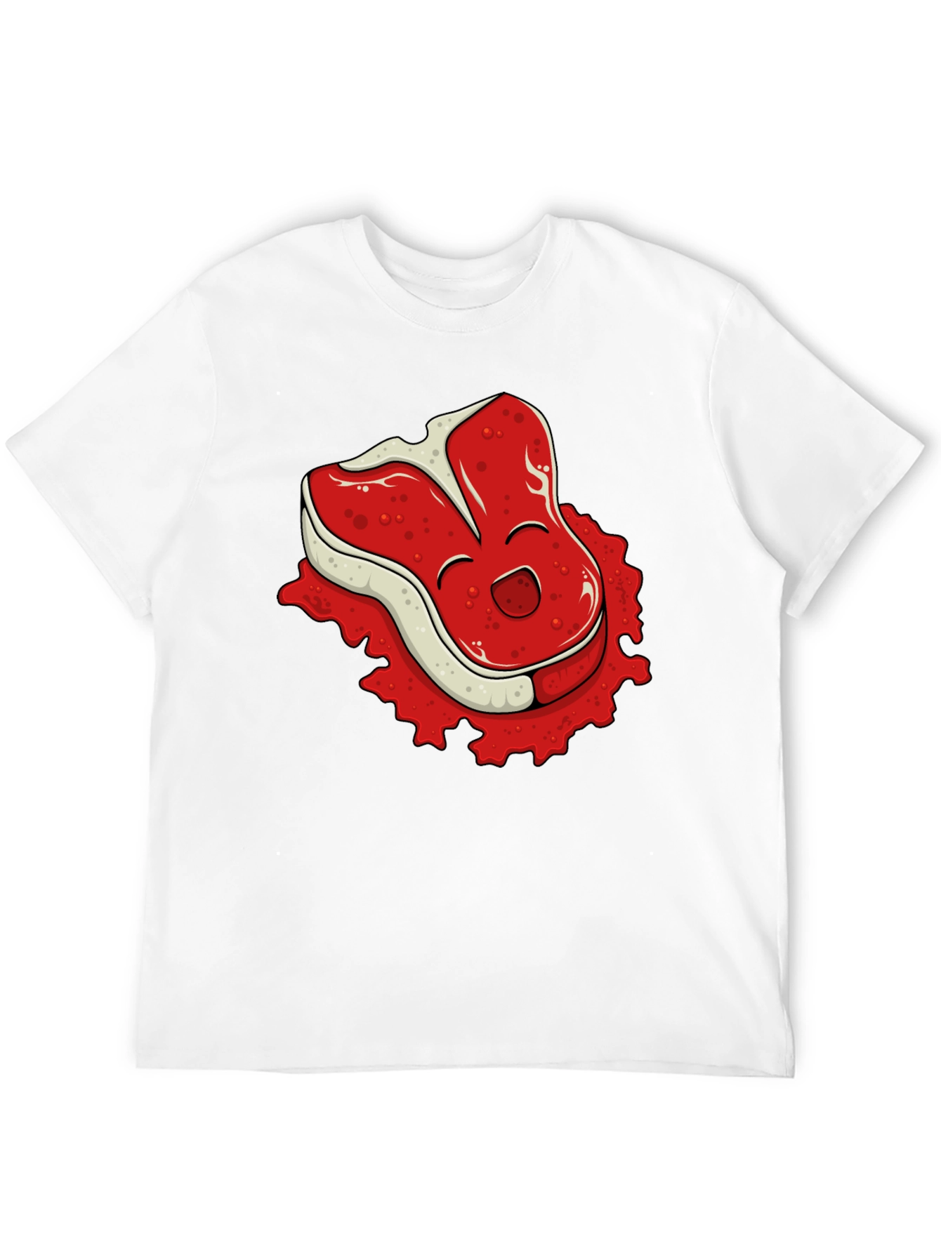 Funny Steak Cartoon Graphic Black T-Shirt