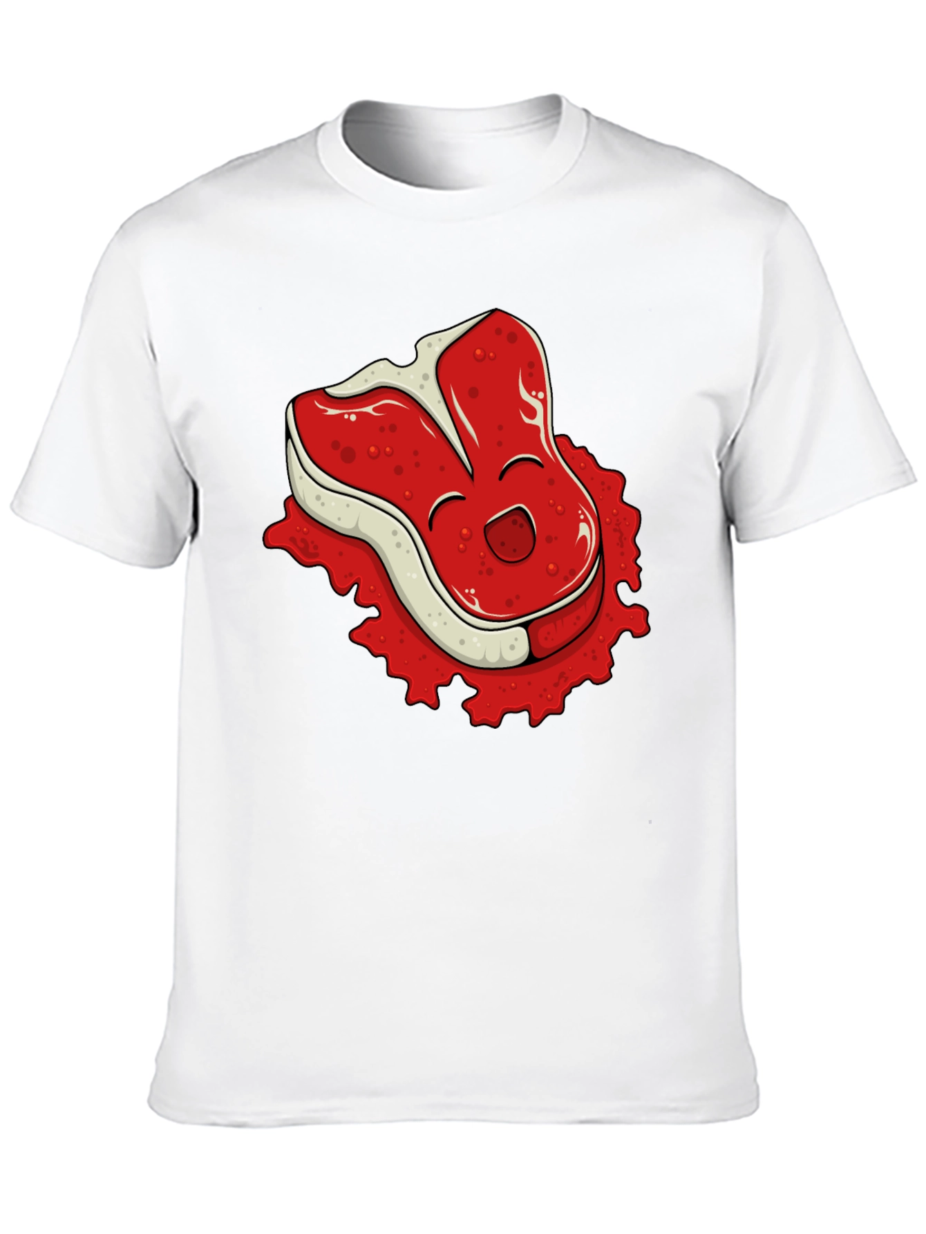 Funny Steak Cartoon Graphic Black T-Shirt