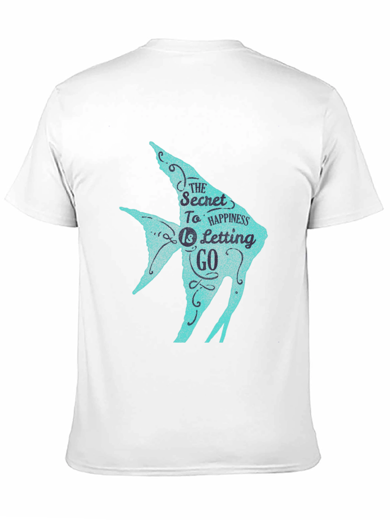 Secret to Happiness Fish Graphic T-Shirt - Black