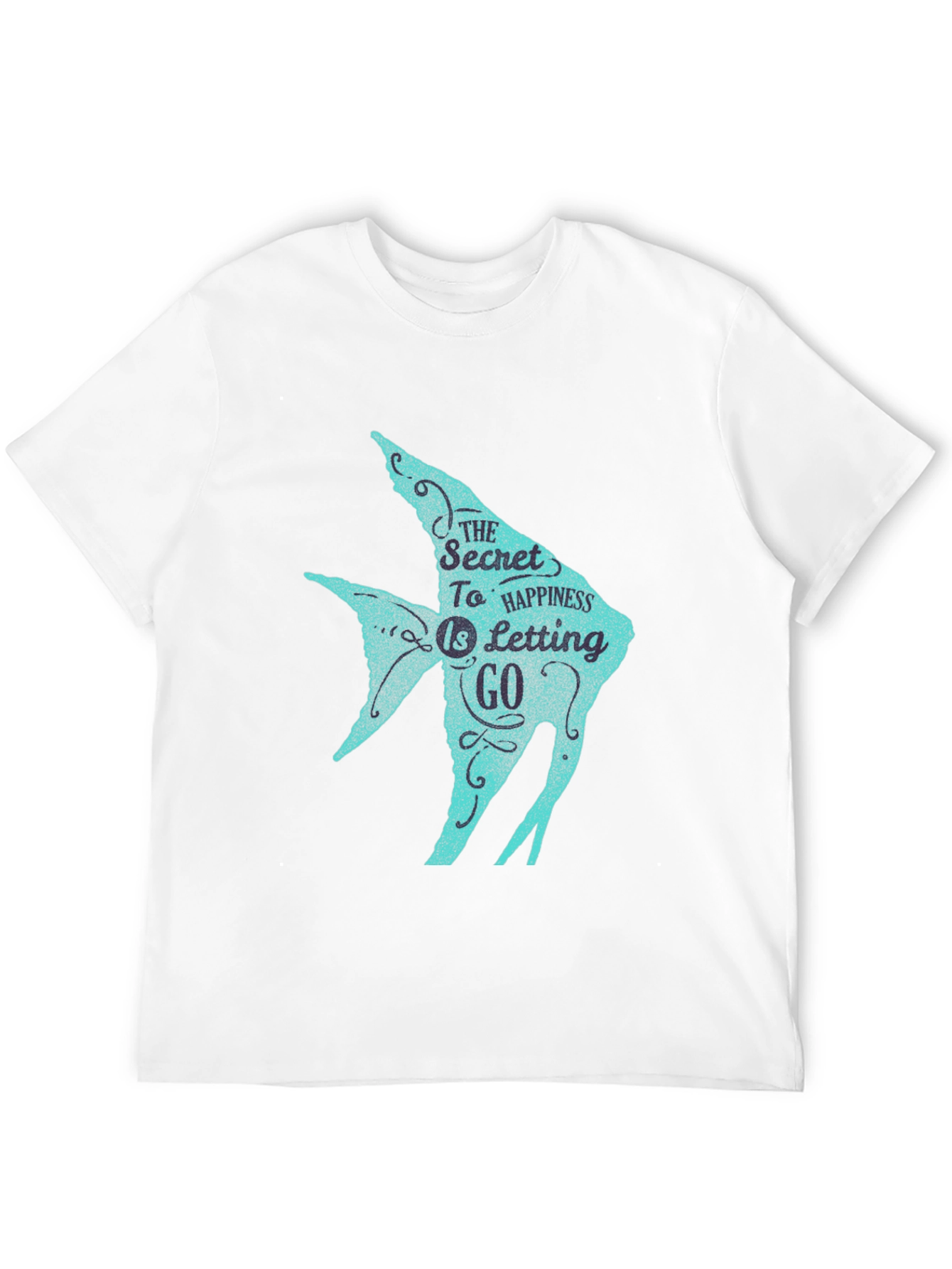 Secret to Happiness Fish Graphic T-Shirt - Black