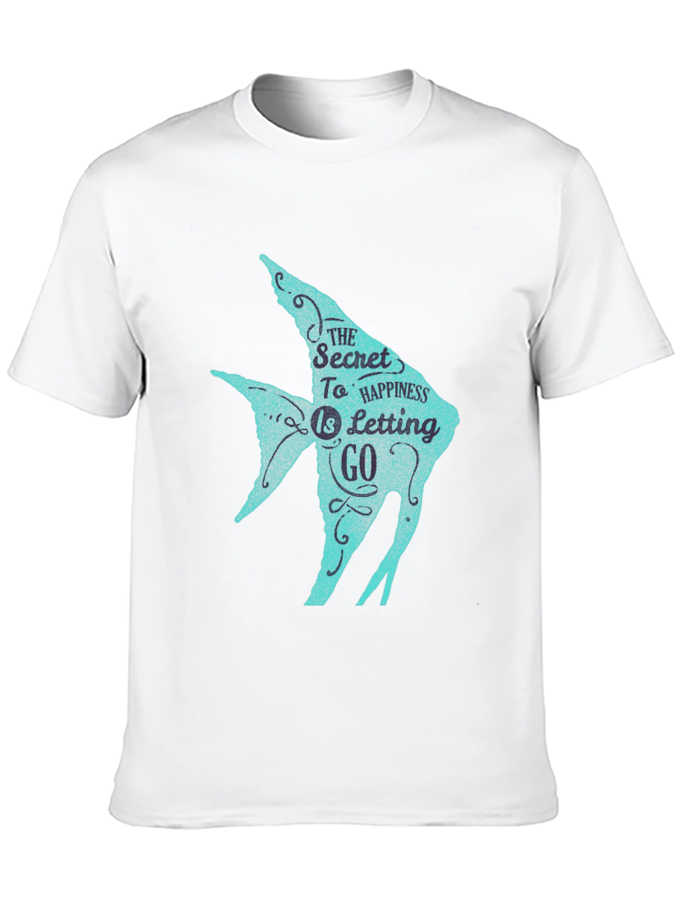 Secret to Happiness Fish Graphic T-Shirt - Black