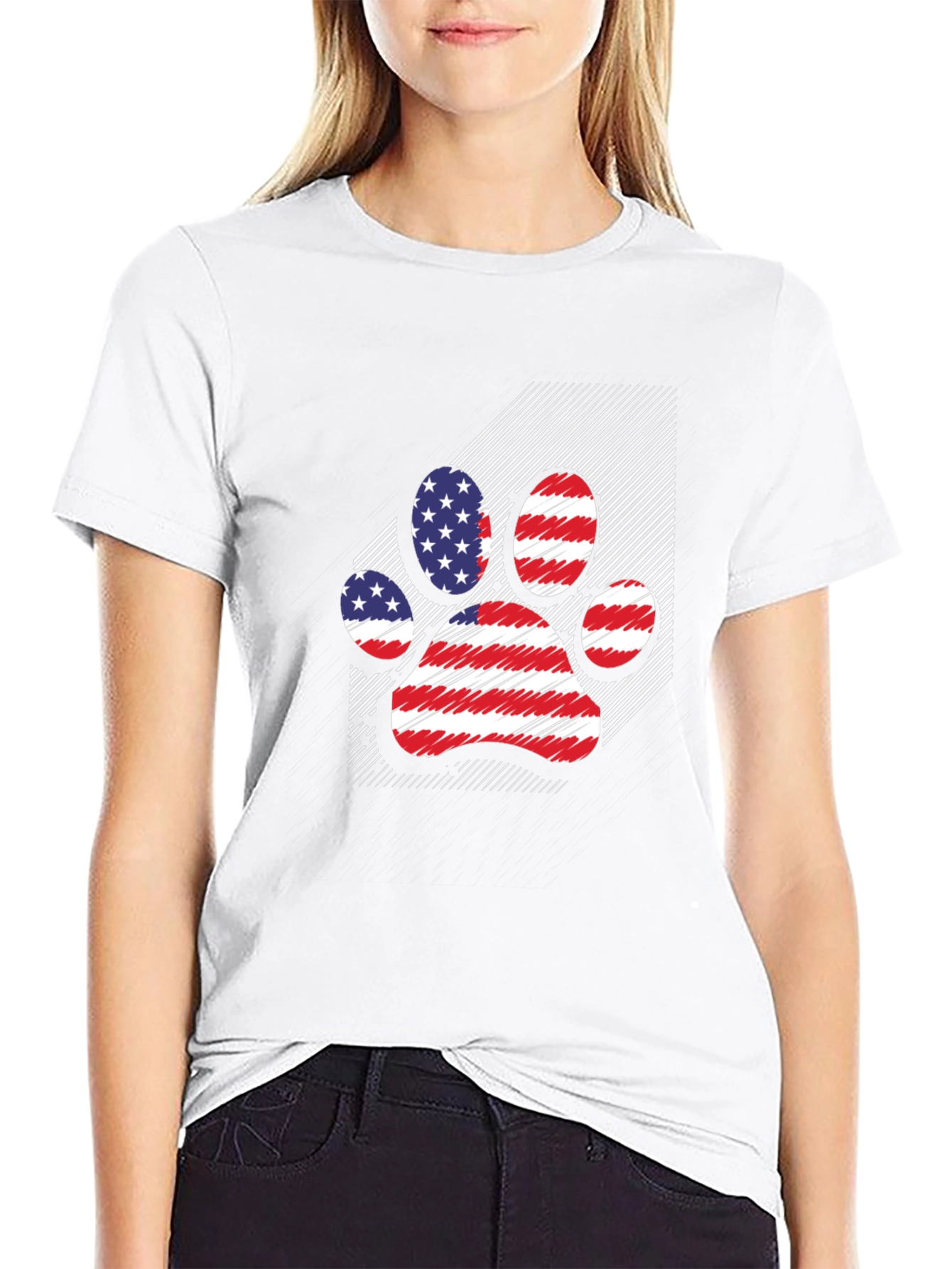 Patriotic Paw Print Mens T-Shirt