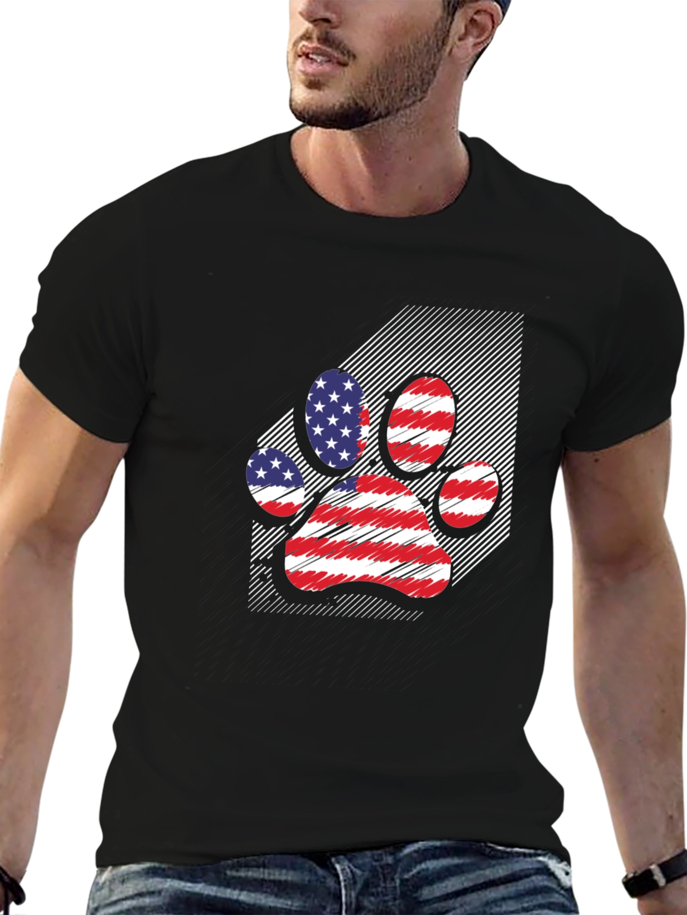 Patriotic Paw Print Mens T-Shirt