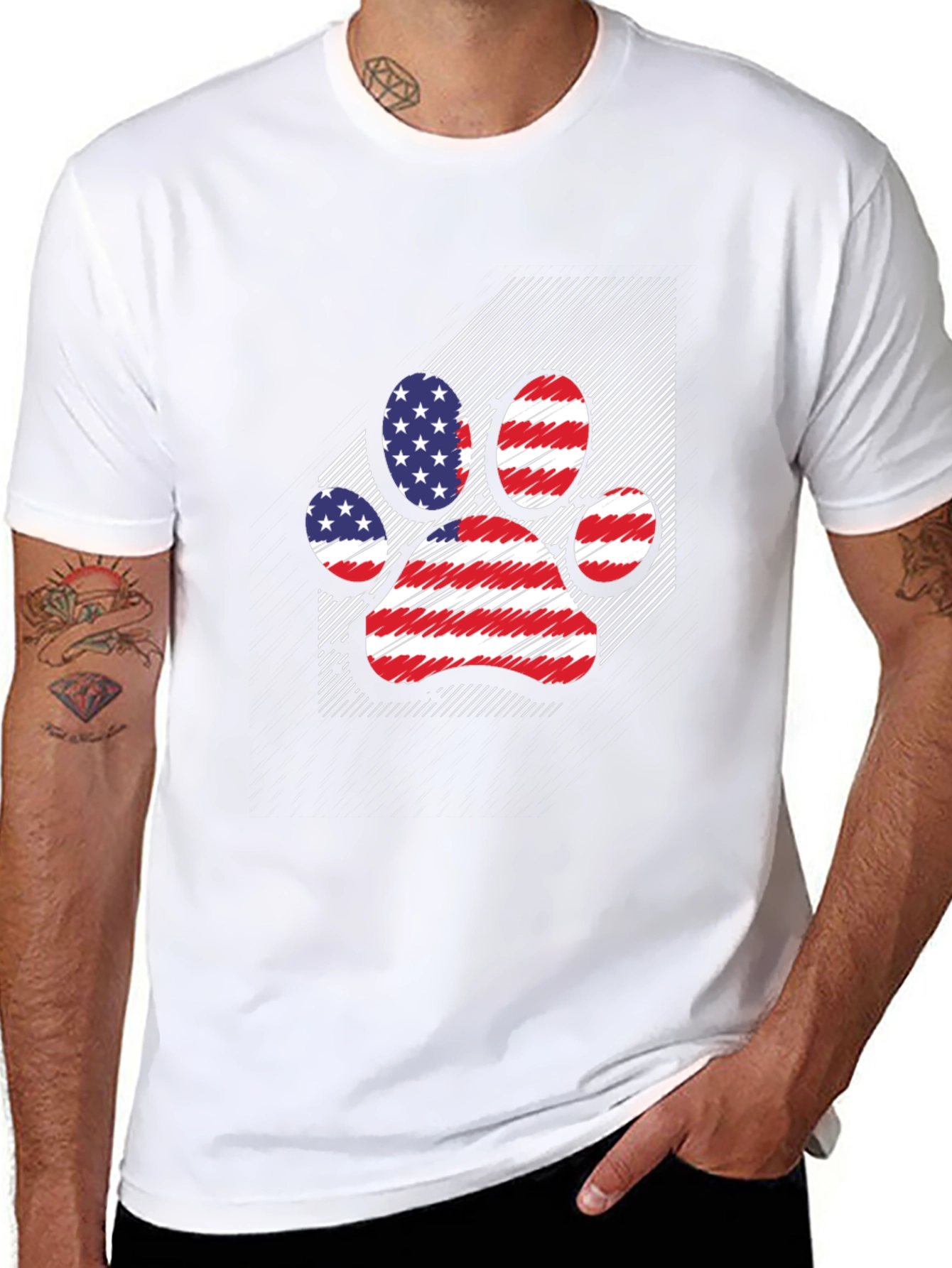 Patriotic Paw Print Mens T-Shirt
