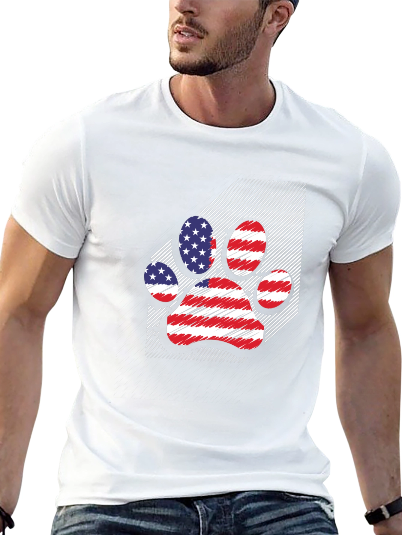 Patriotic Paw Print Mens T-Shirt