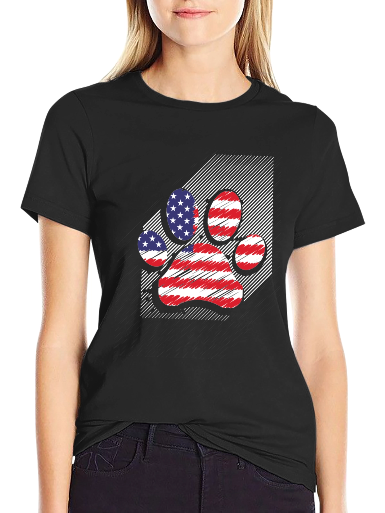 Patriotic Paw Print Mens T-Shirt
