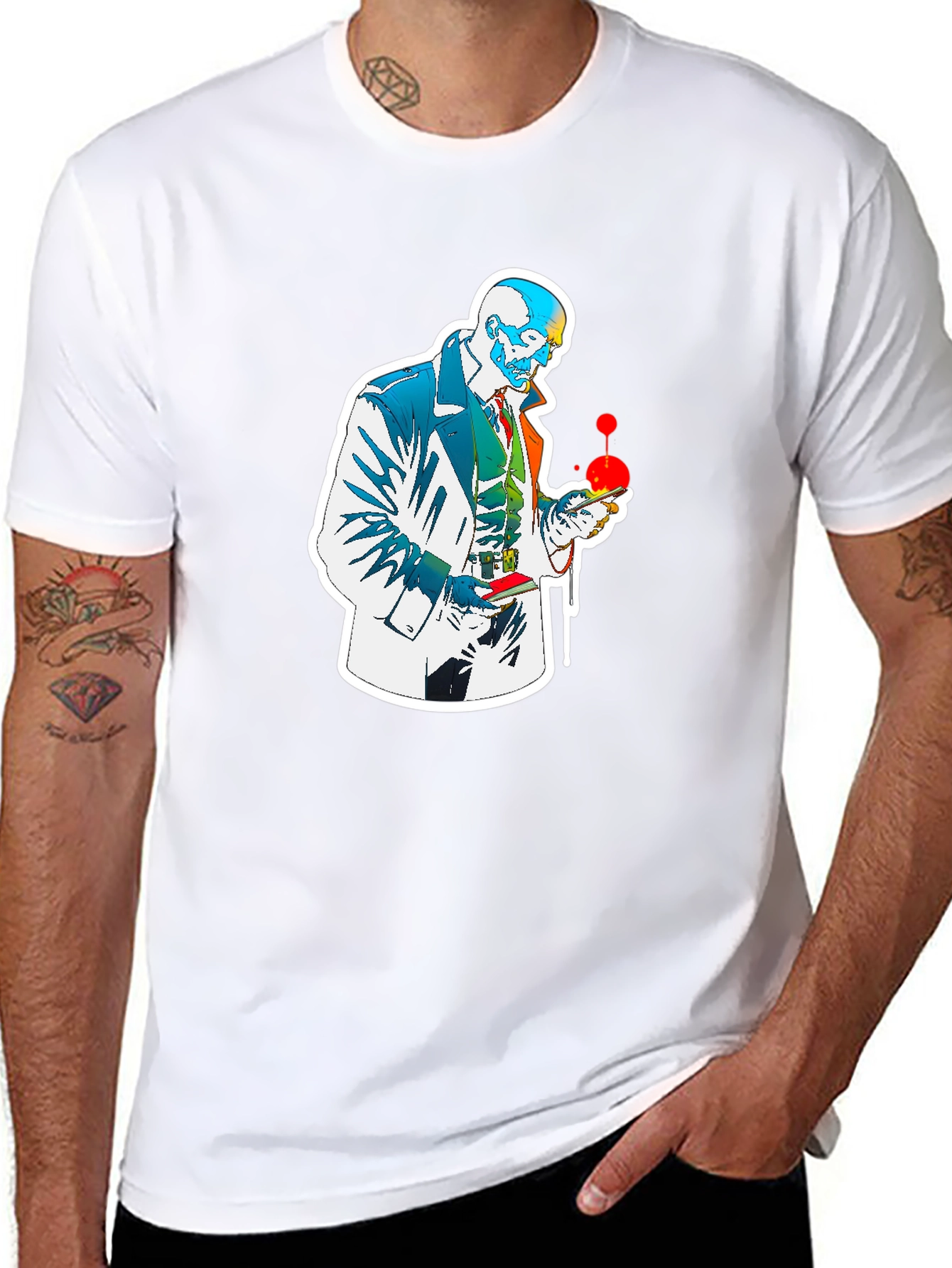 Stylized Skull Detective Graphic Tee
