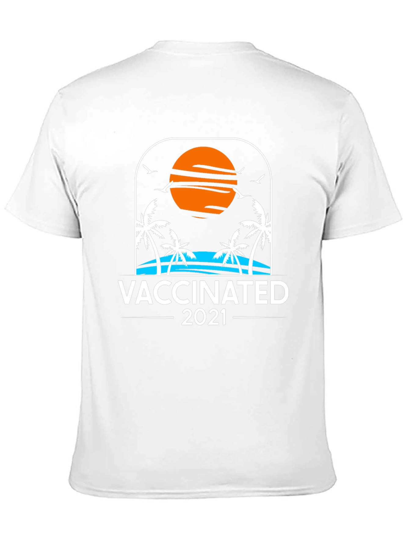 Vaccinated 2021 T-Shirt Beach Sunset Palm Trees