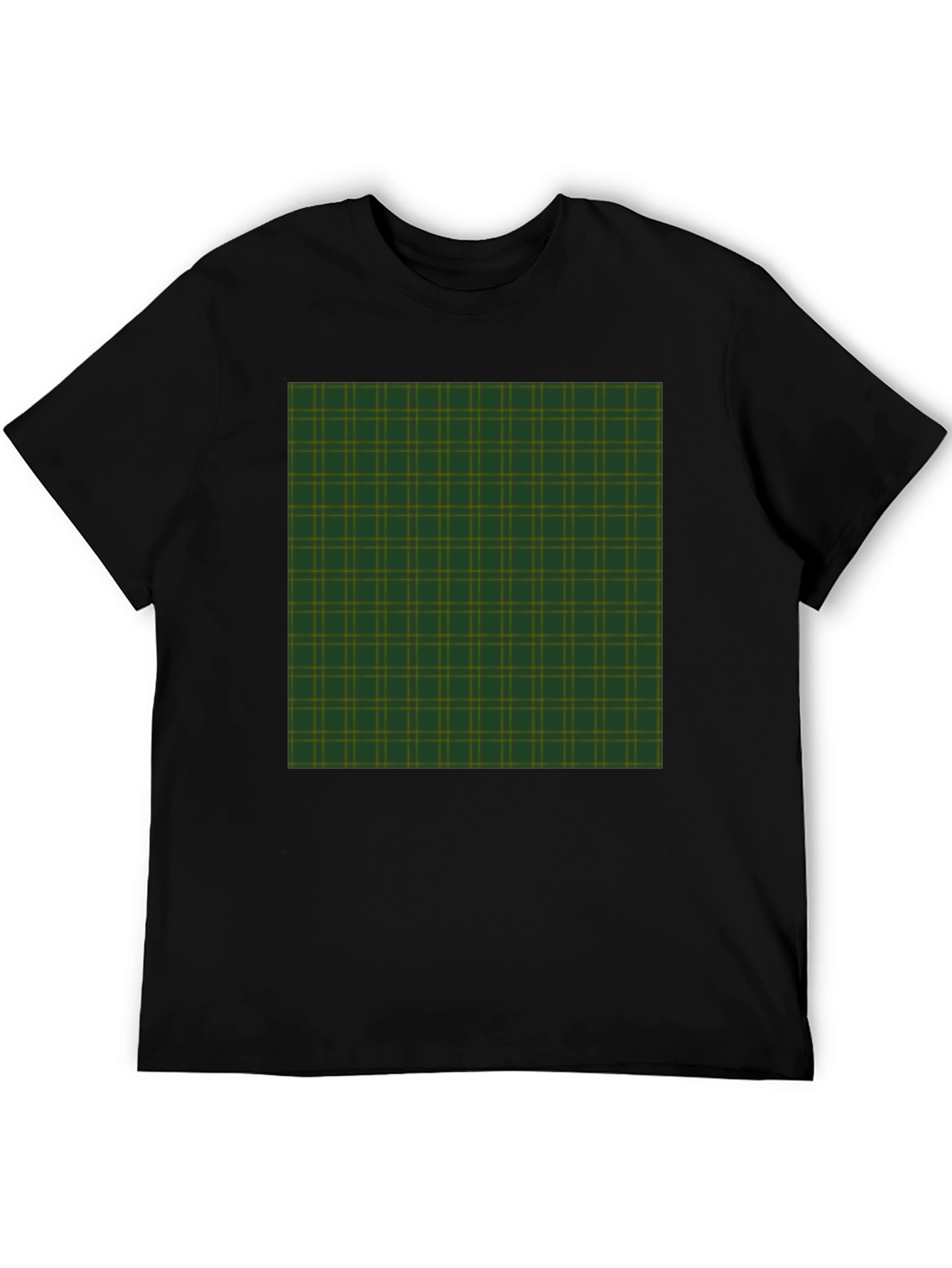 Plaid Pattern Graphic Tee - Black