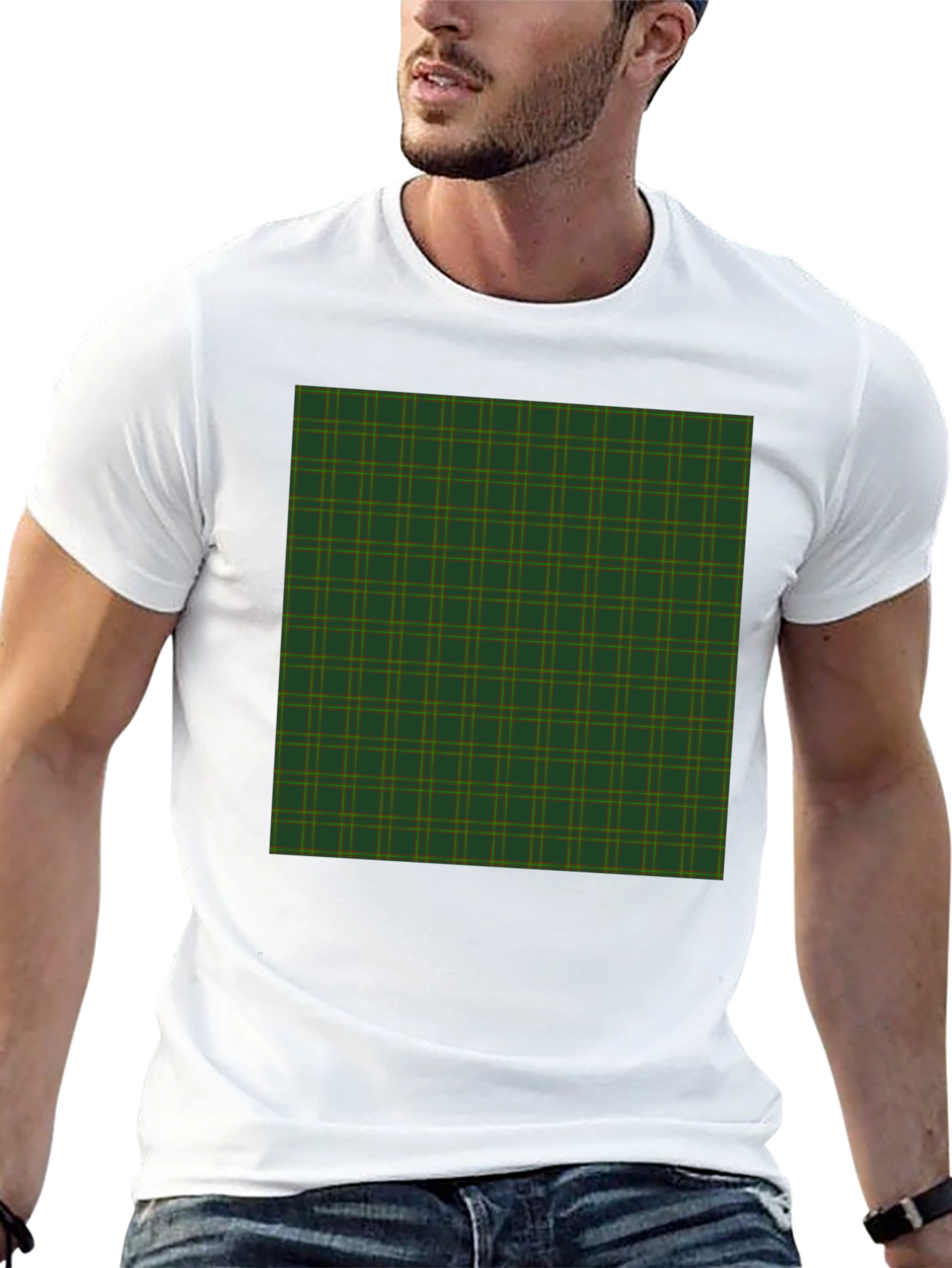Plaid Pattern Graphic Tee - Black