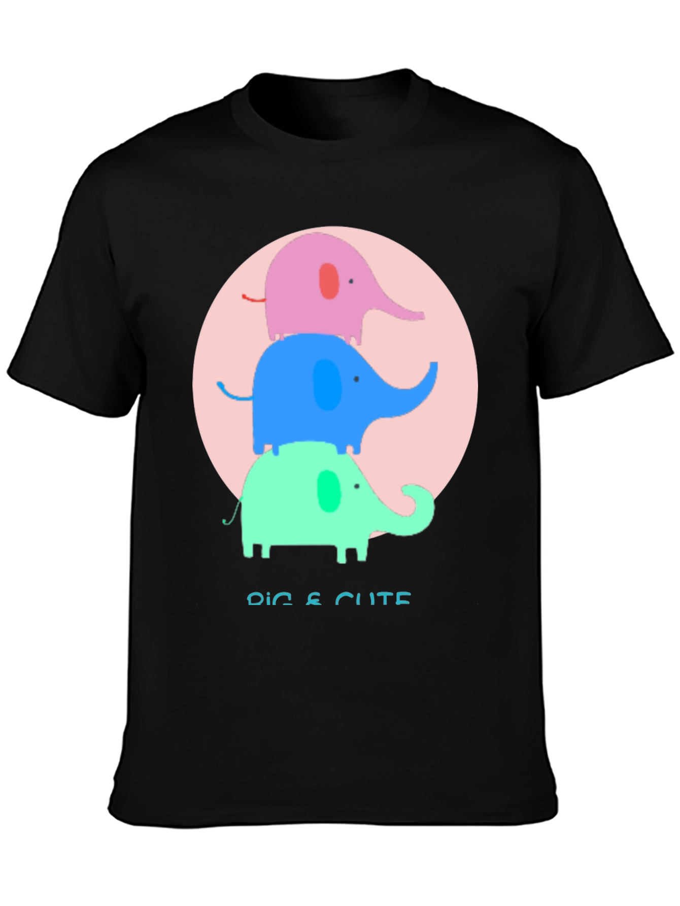 Cute Elephant Stack Graphic Tee - Unique Design