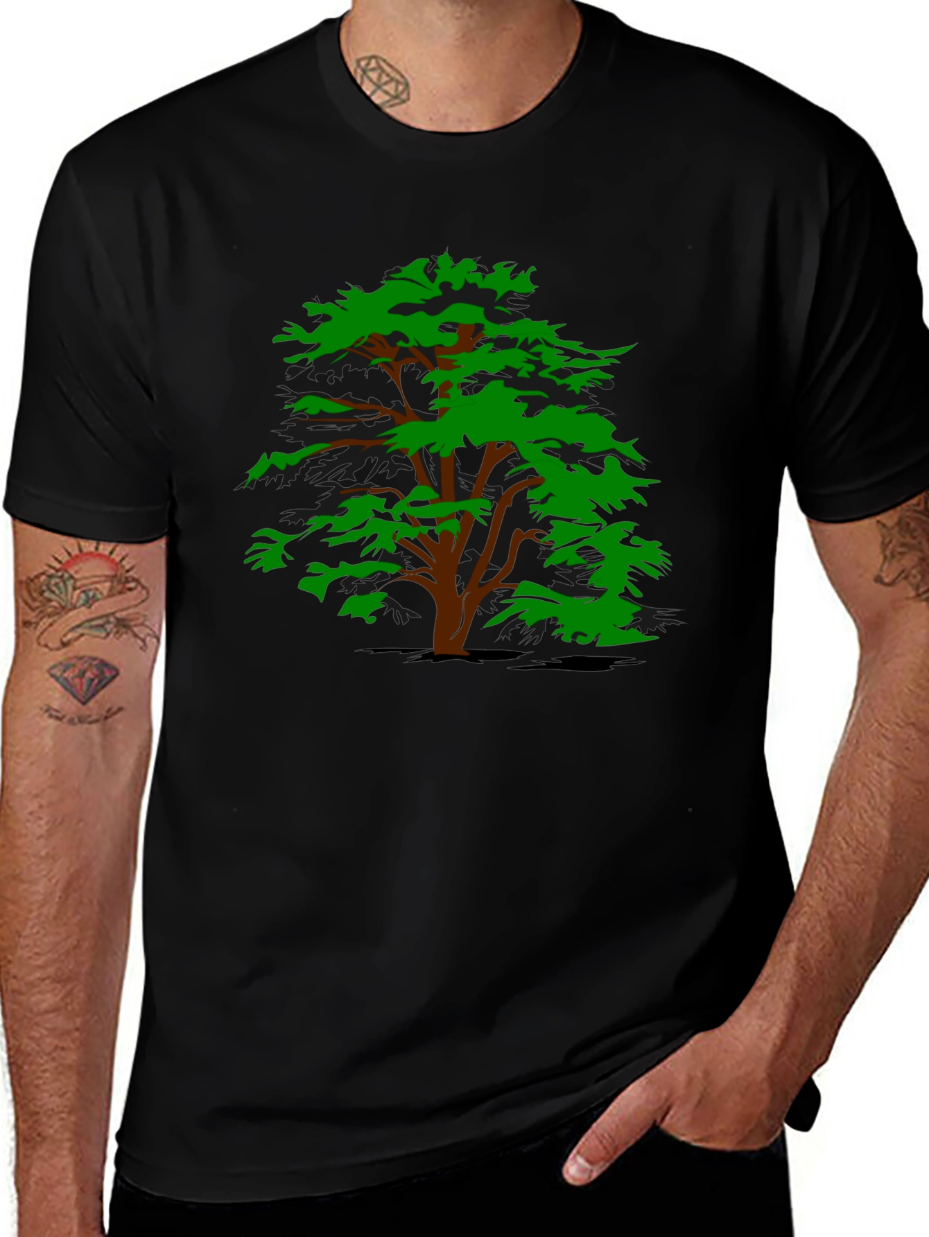 Tree Graphic Black T-Shirt - Casual Style