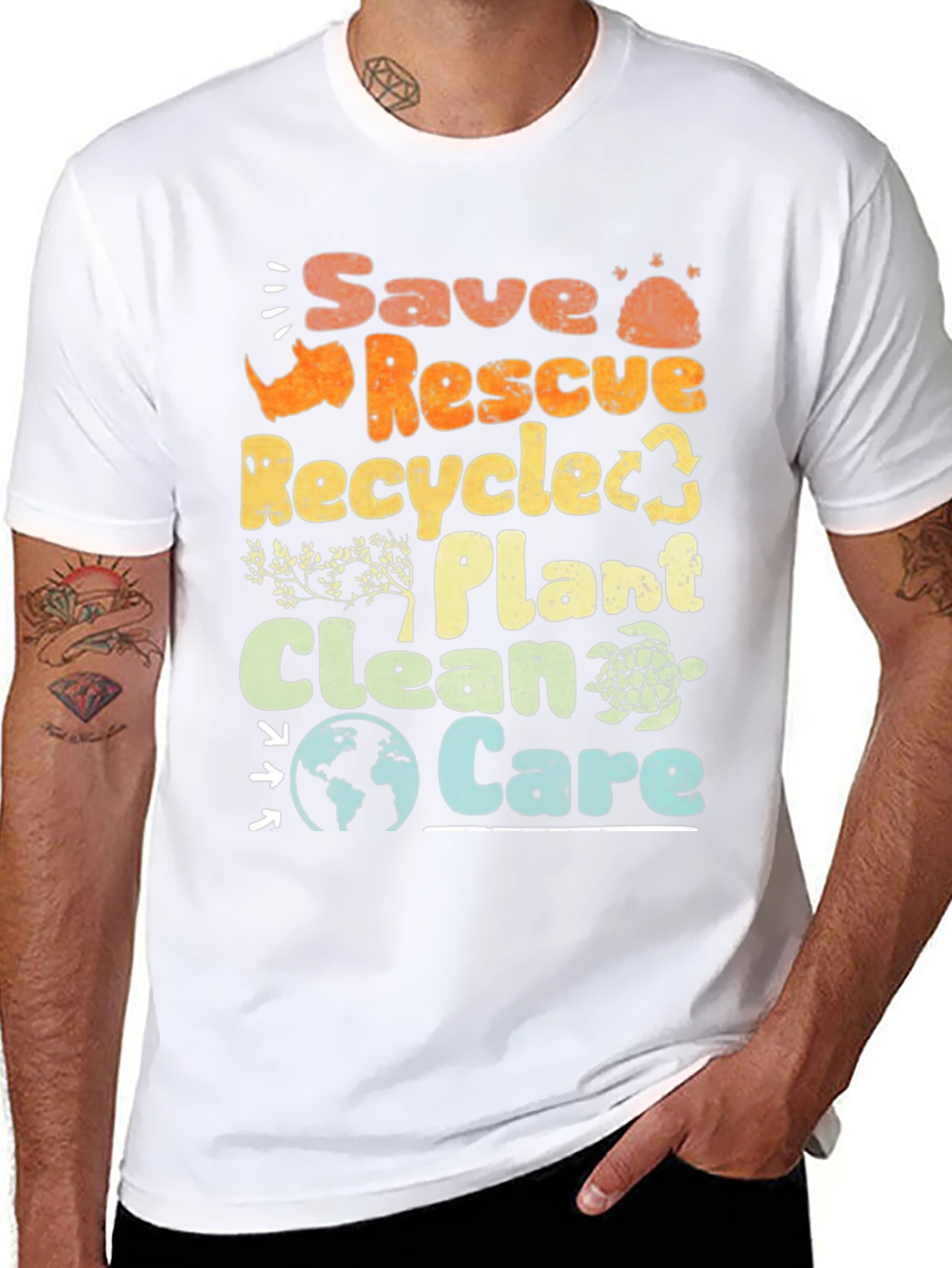 Eco-Friendly Save Rescue Recycle Graphic T-Shirt
