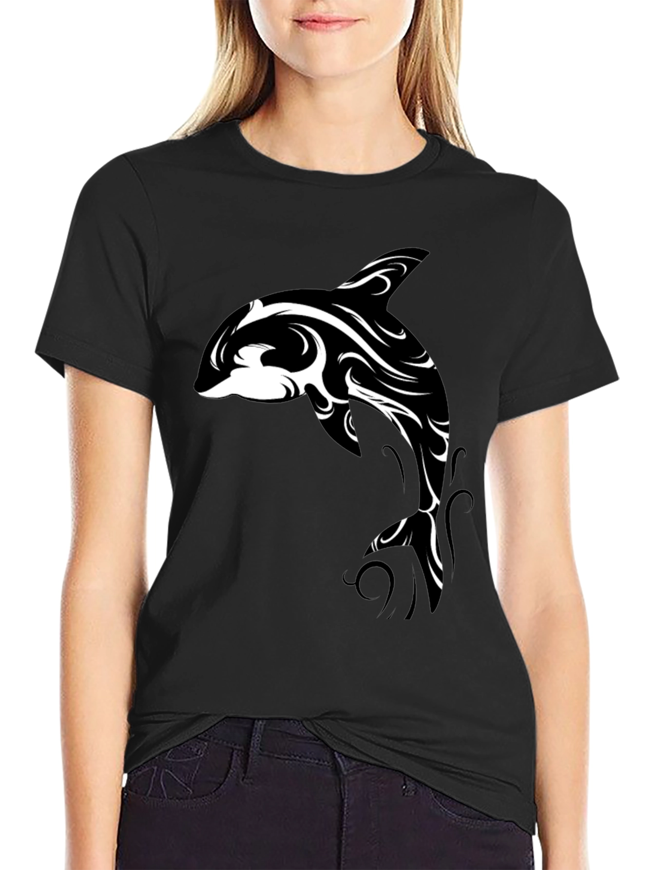 Black Orca Tribal Art T-Shirt