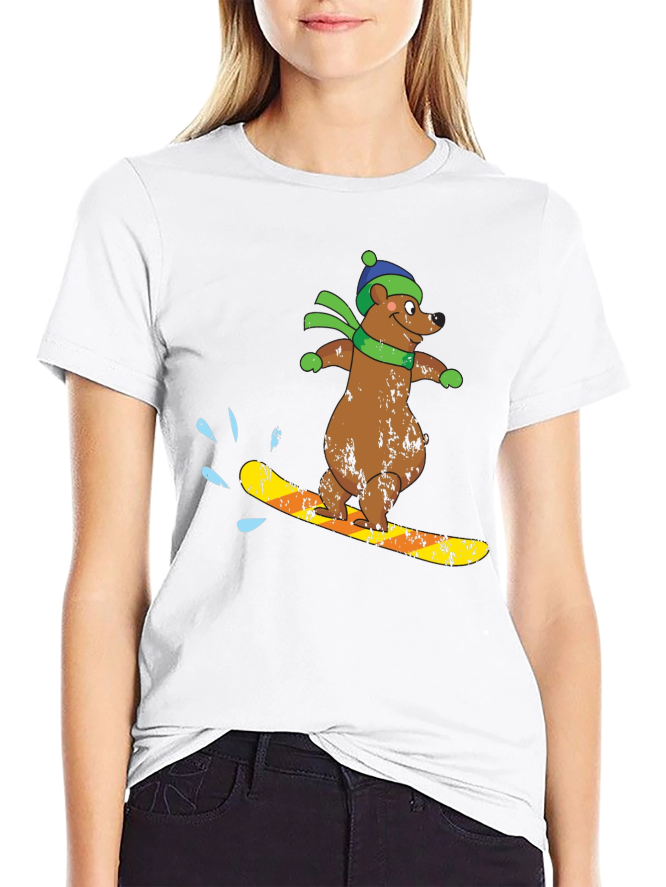 Snowboarding Bear Graphic Tee