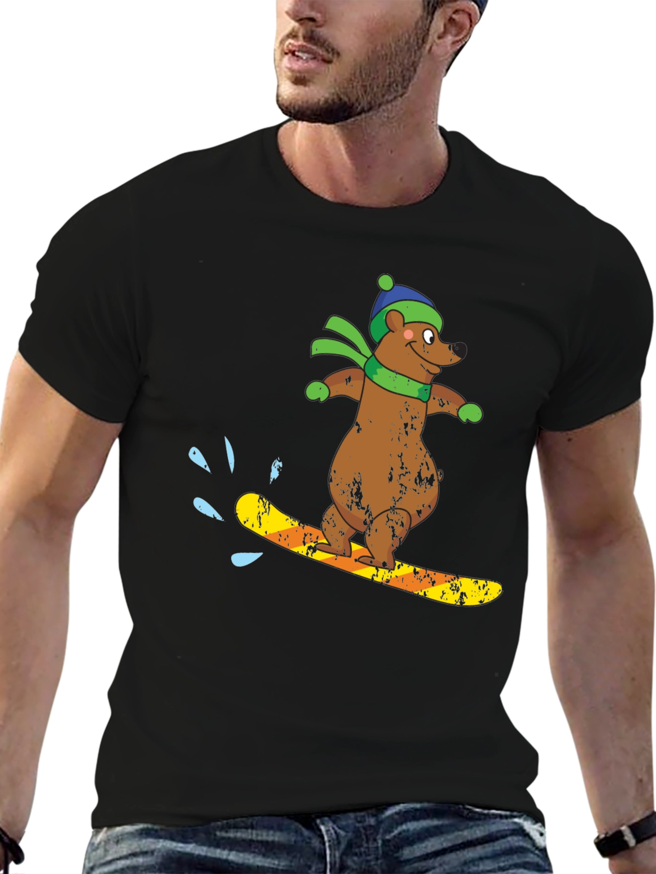 Snowboarding Bear Graphic Tee