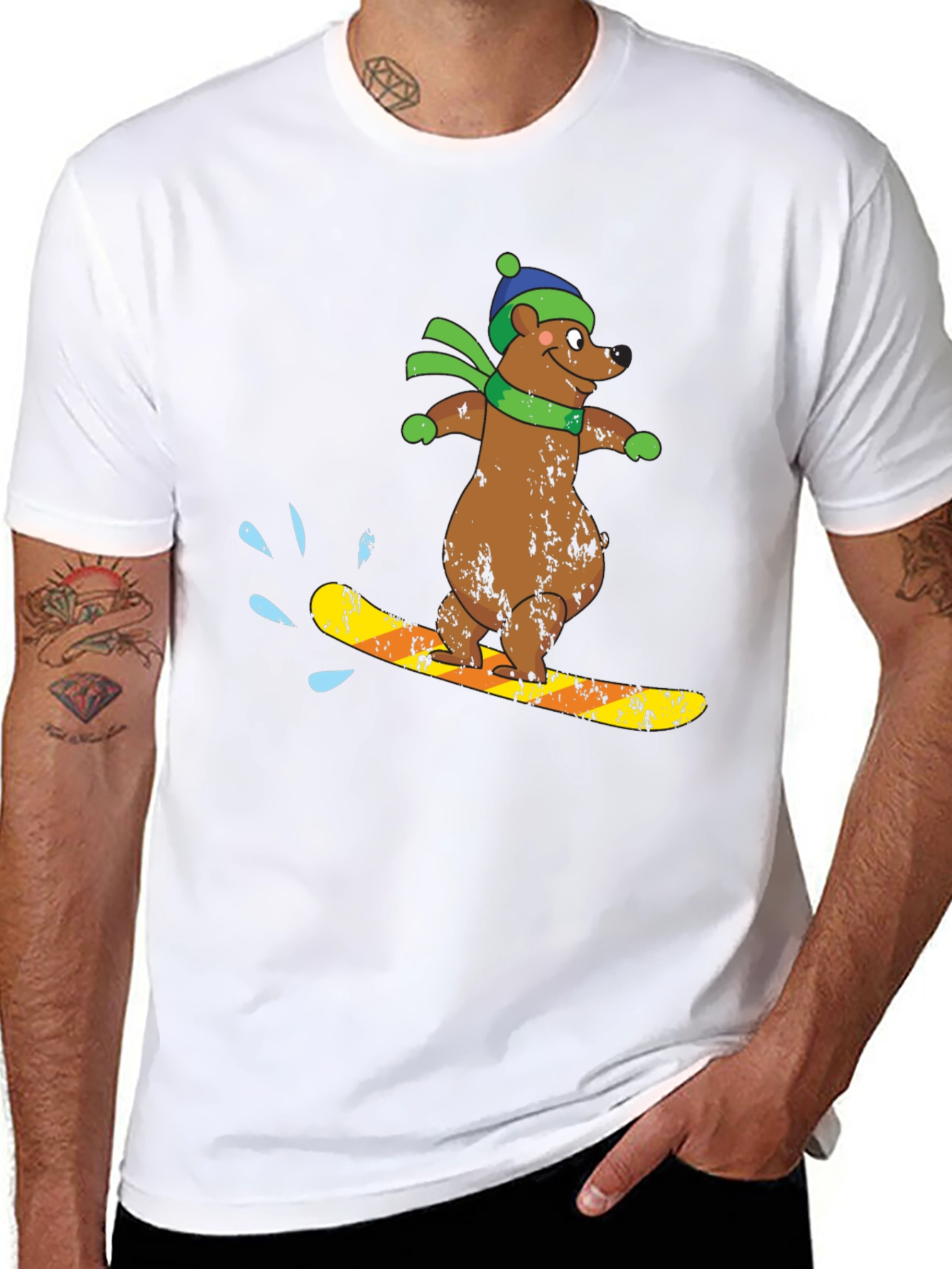 Snowboarding Bear Graphic Tee