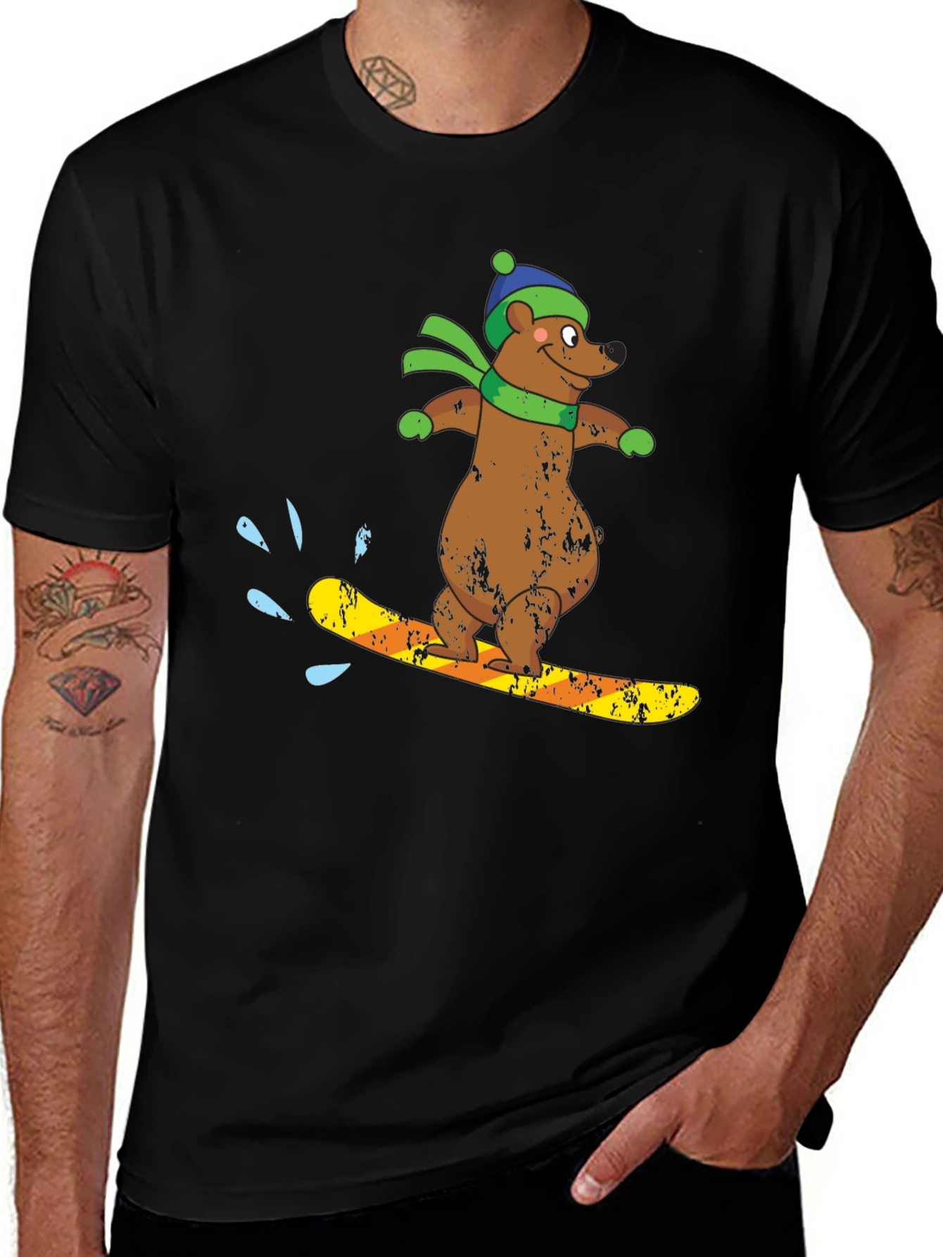 Snowboarding Bear Graphic Tee