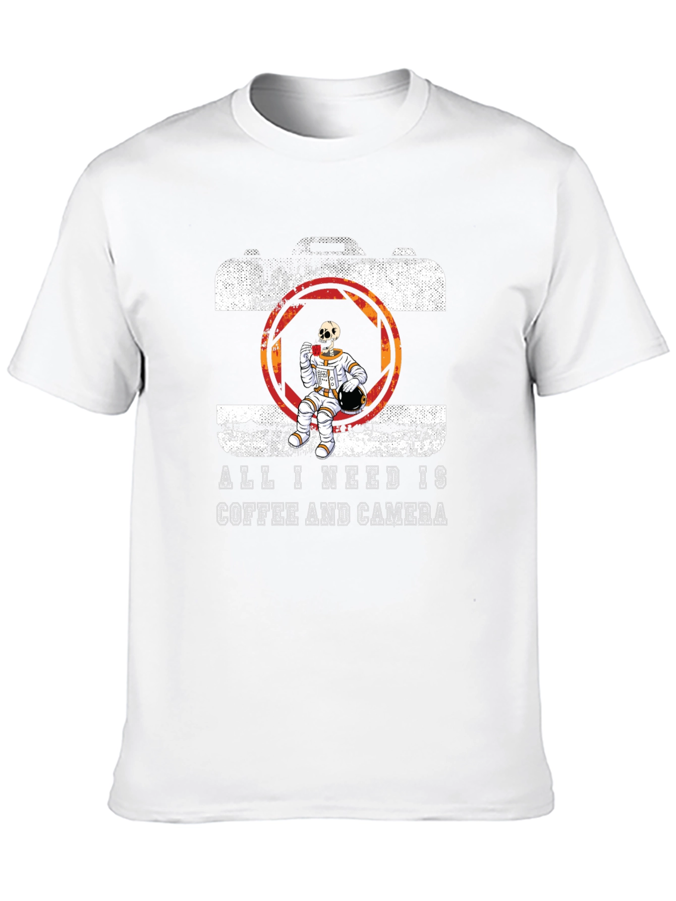 Coffee & Camera Skeleton Astronaut Graphic Tee