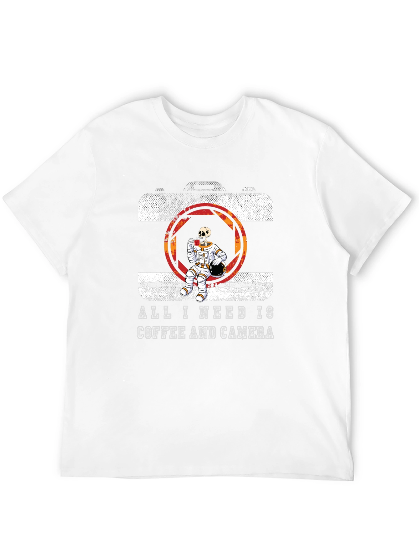 Coffee & Camera Skeleton Astronaut Graphic Tee