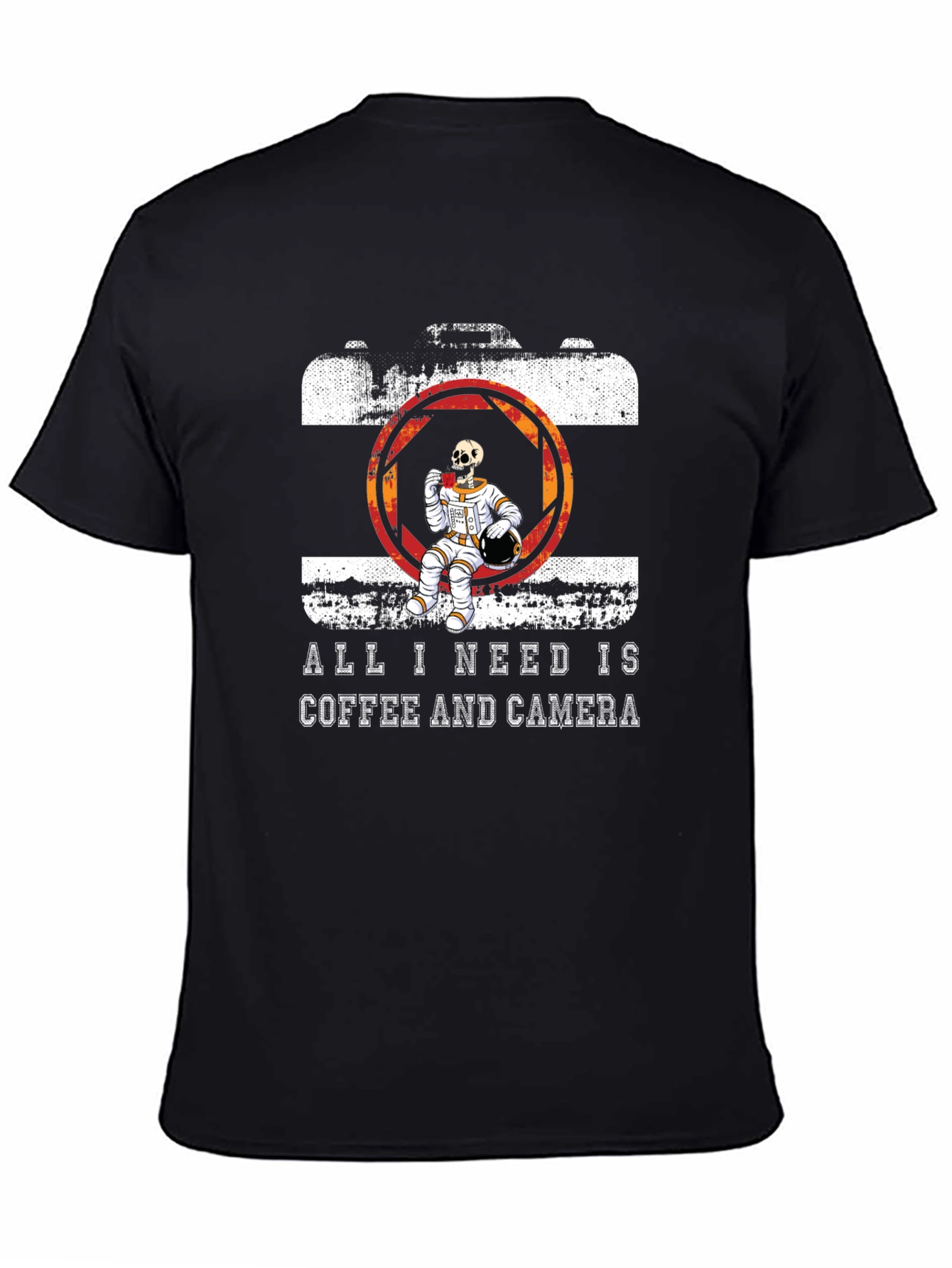 Coffee & Camera Skeleton Astronaut Graphic Tee