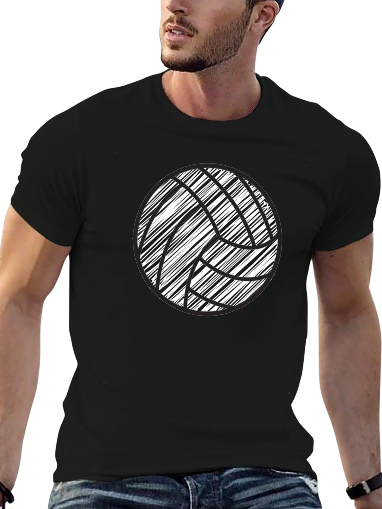Volleyball Graphic Tee - Black Cotton Comfort
