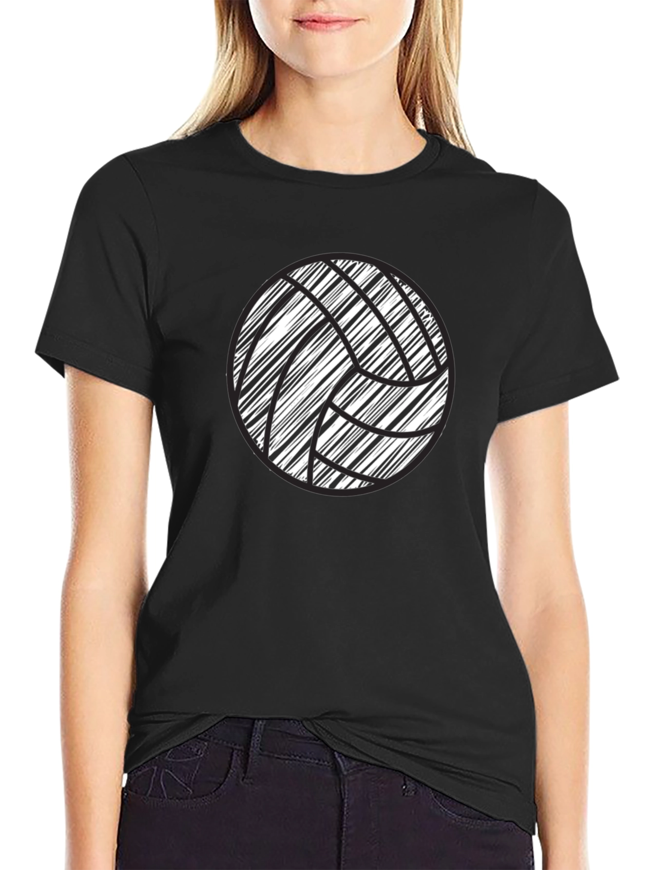 Volleyball Graphic Tee - Black Cotton Comfort