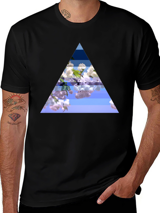 Floral Triangle Graphic Black T-Shirt
