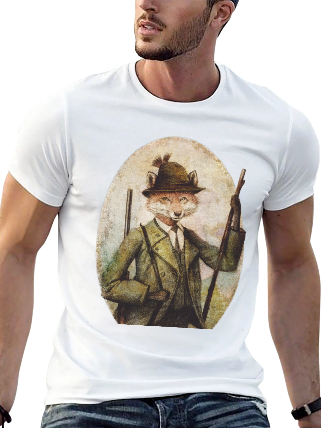 Fox Hunter T-Shirt - Novelty Animal Print Tee