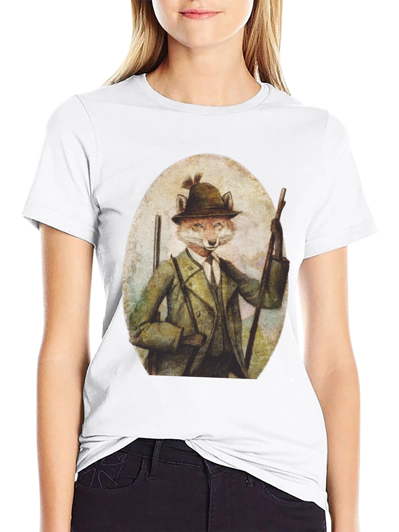 Fox Hunter T-Shirt - Novelty Animal Print Tee