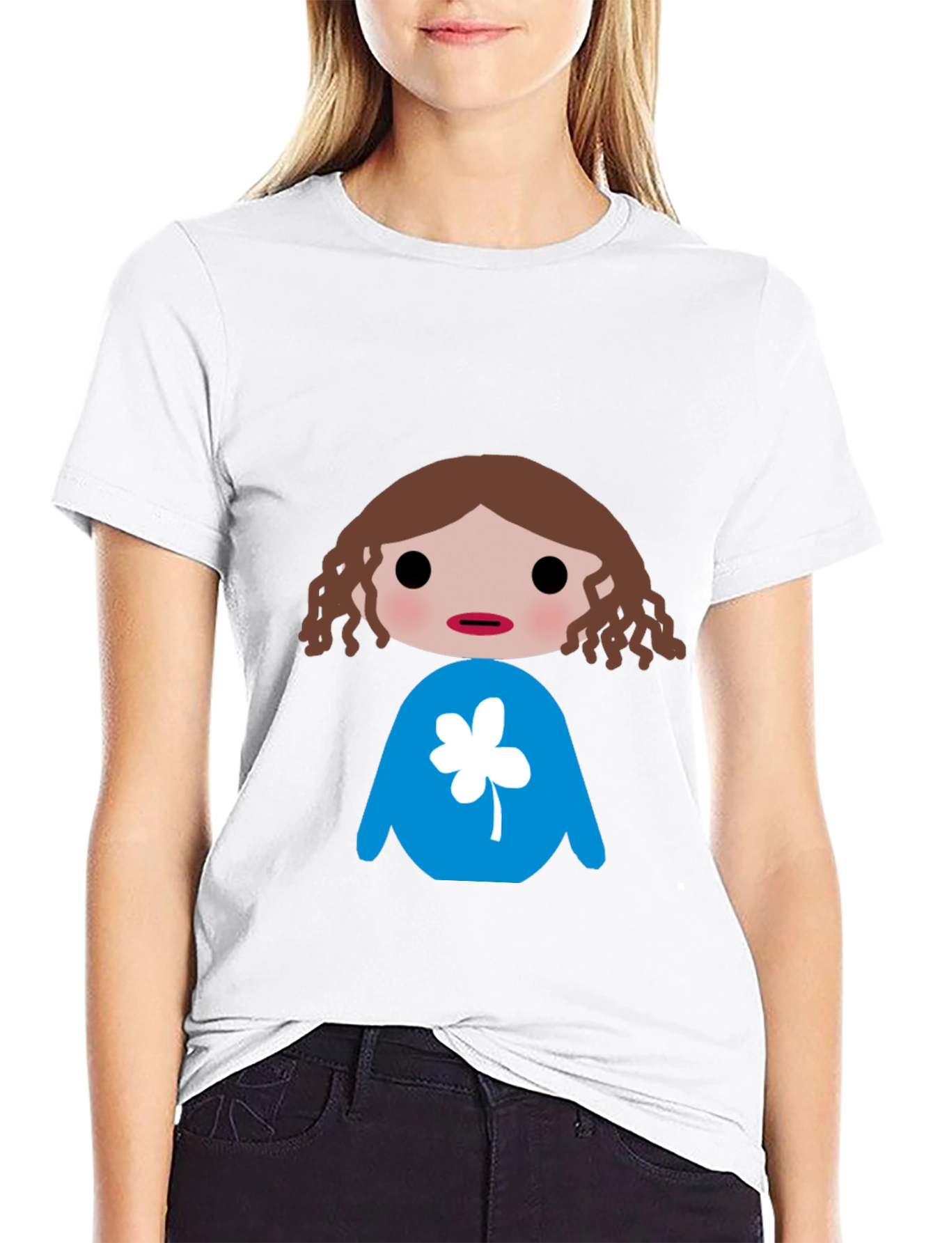 Black T-Shirt with Cartoon Character Design