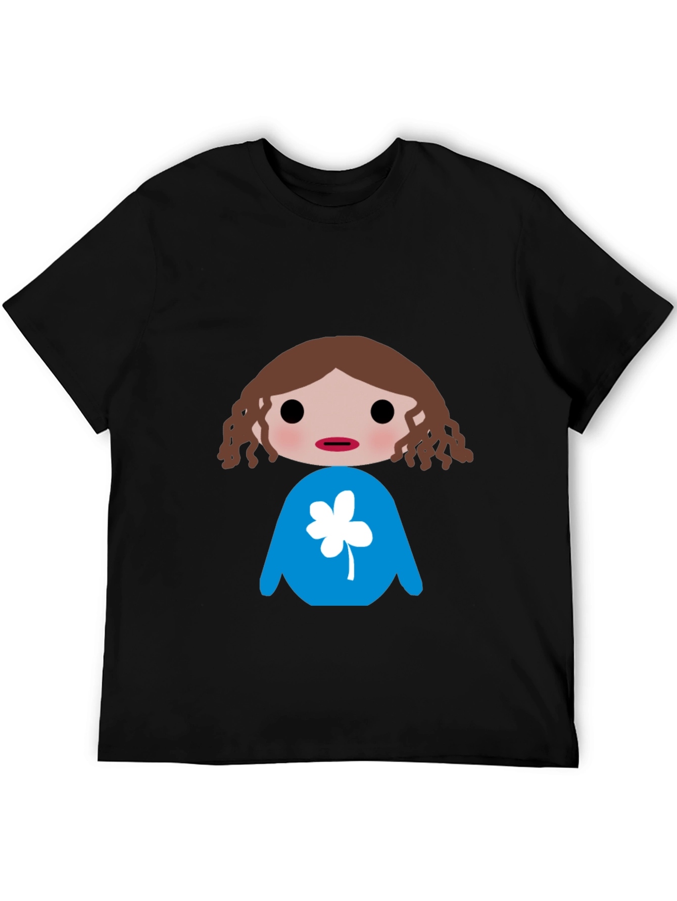 Black T-Shirt with Cartoon Character Design