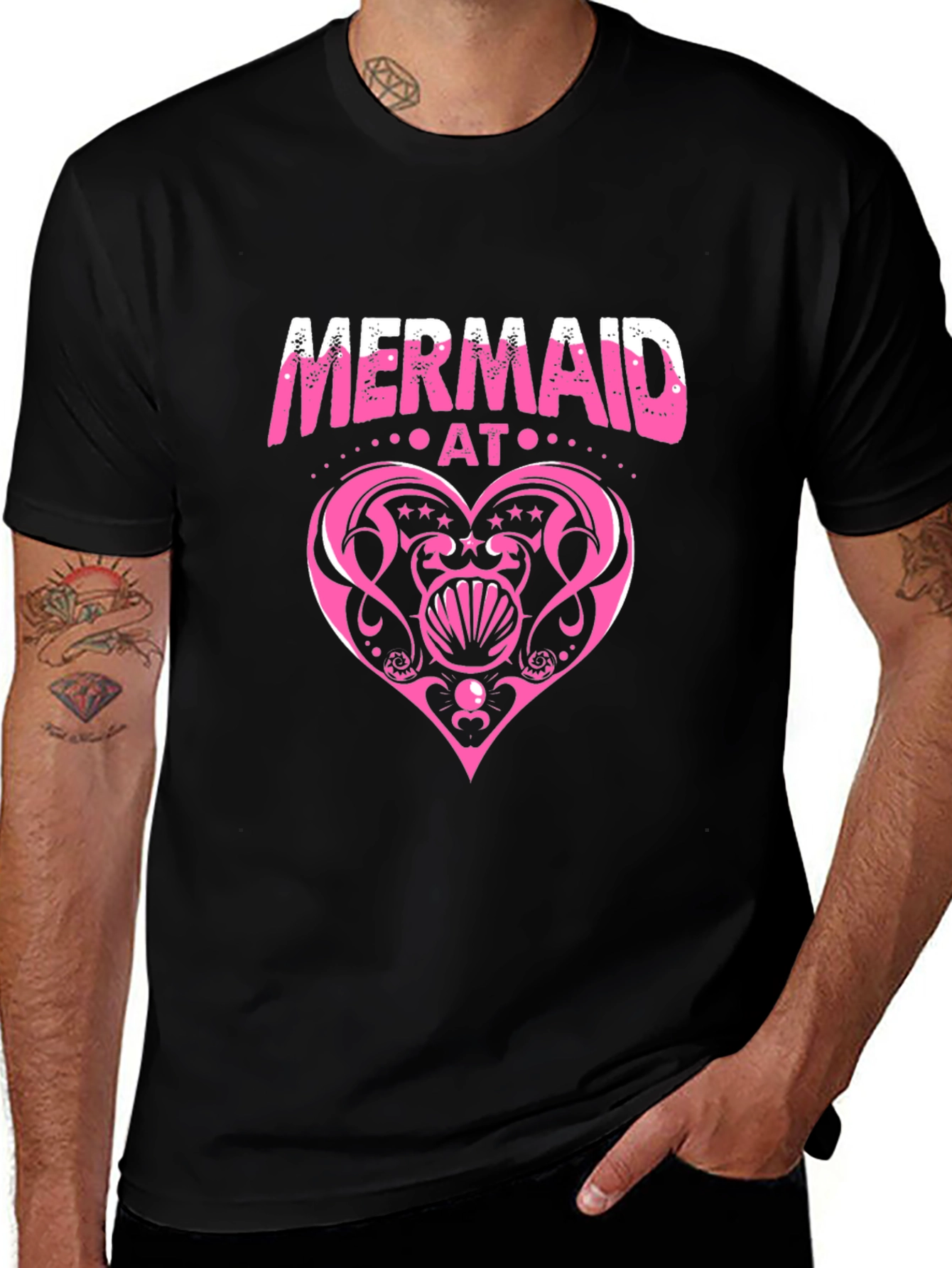Mermaid At Heart Black T-Shirt