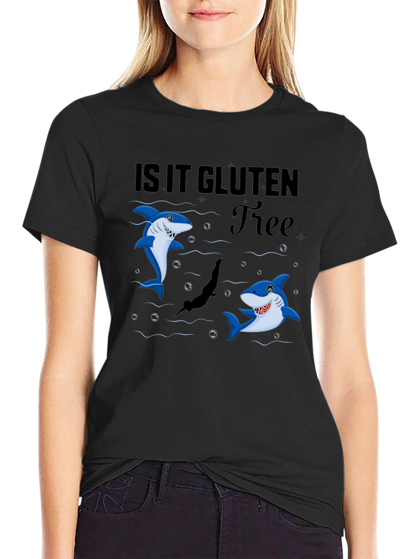 Is It Gluten Free Shark Black T-Shirt