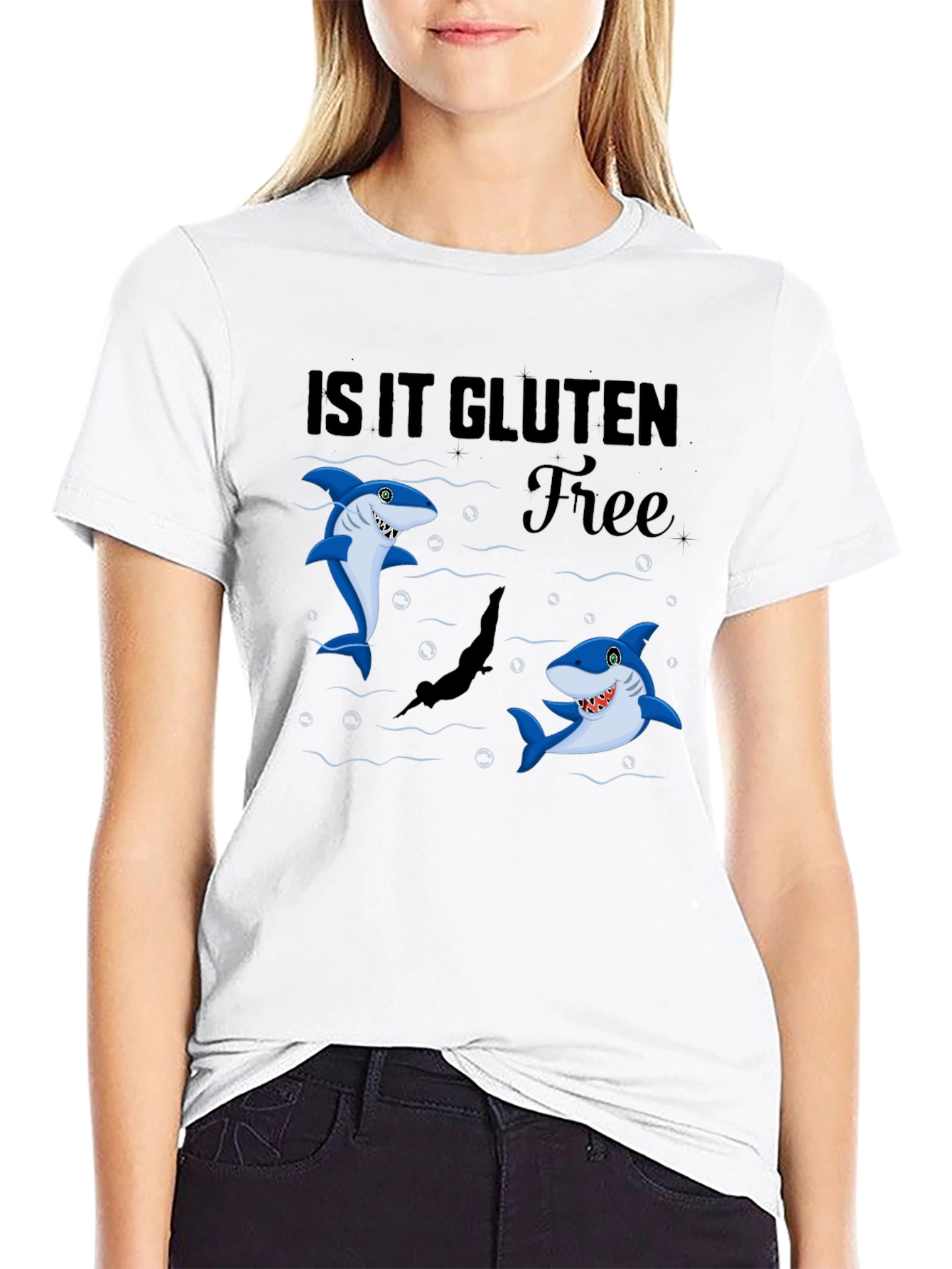 Is It Gluten Free Shark Black T-Shirt