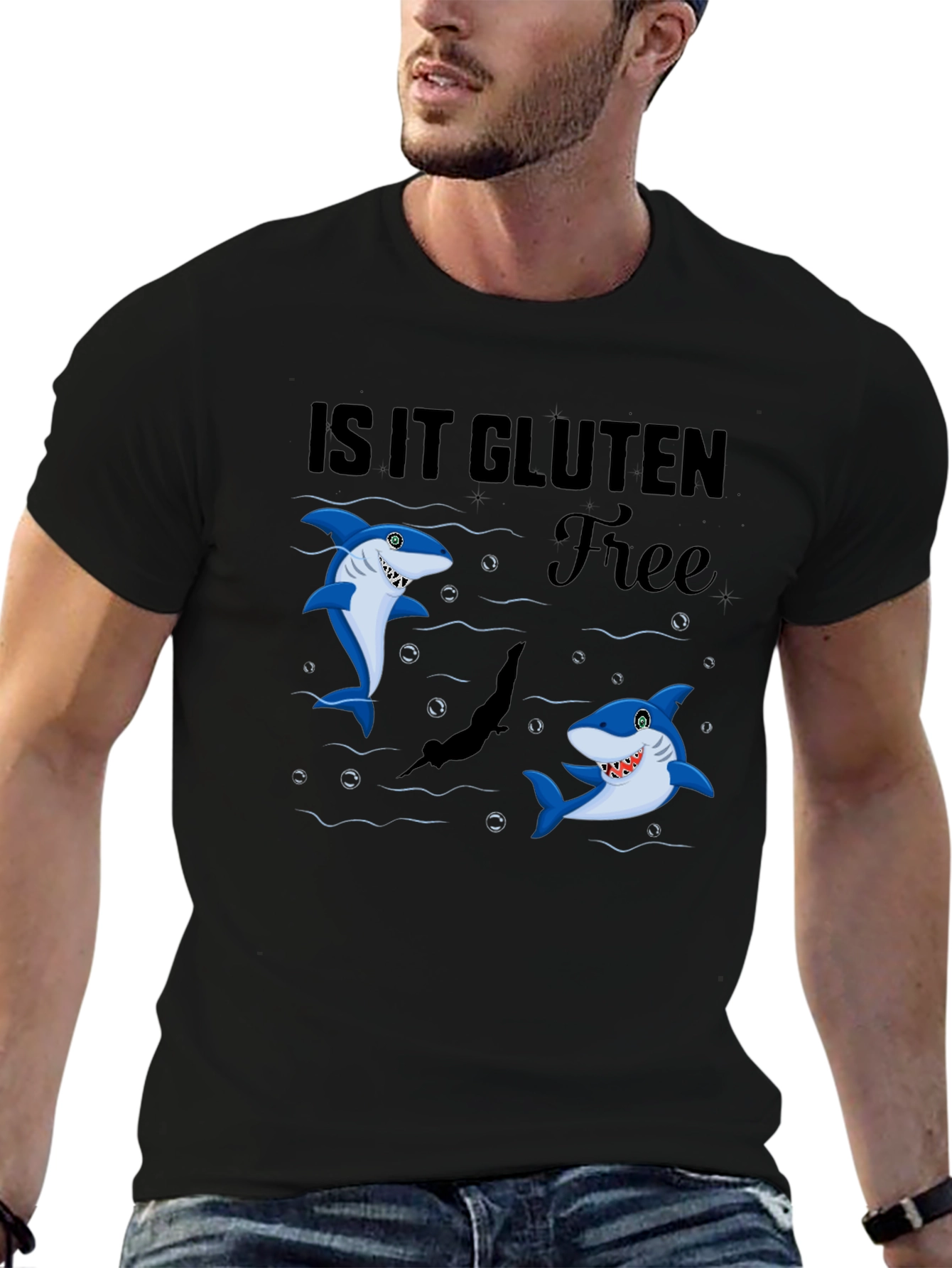 Is It Gluten Free Shark Black T-Shirt