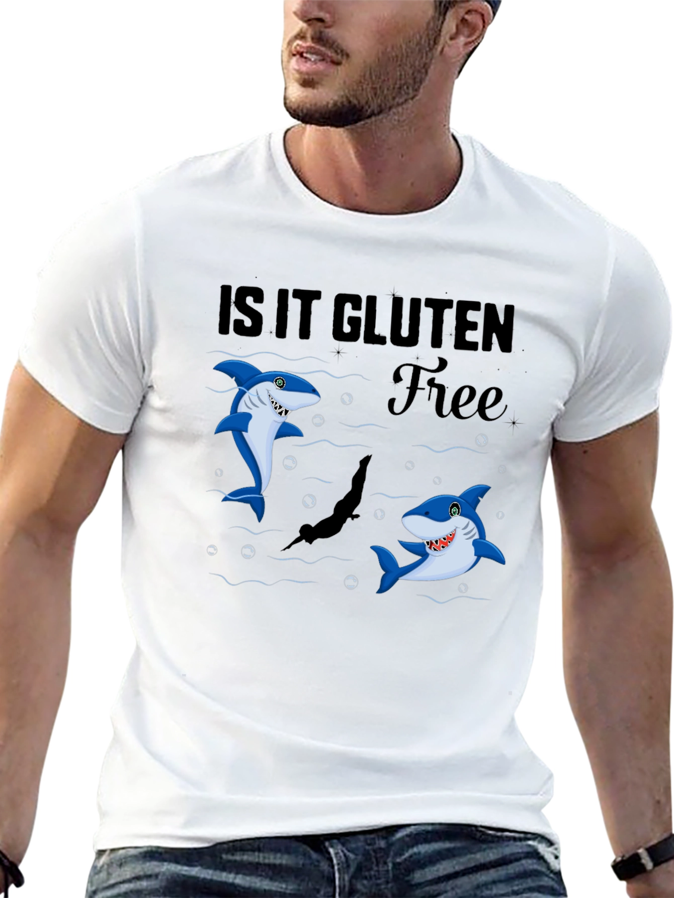 Is It Gluten Free Shark Black T-Shirt