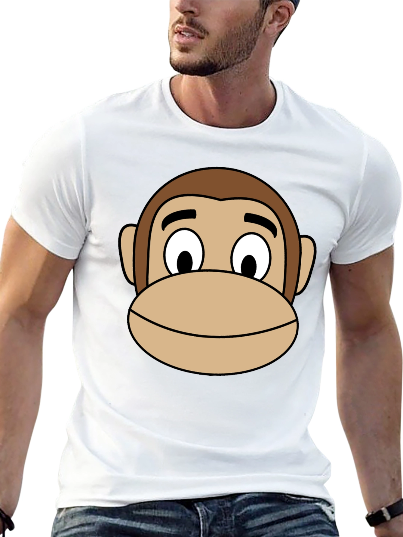 Cartoon Monkey Graphic Black T-Shirt