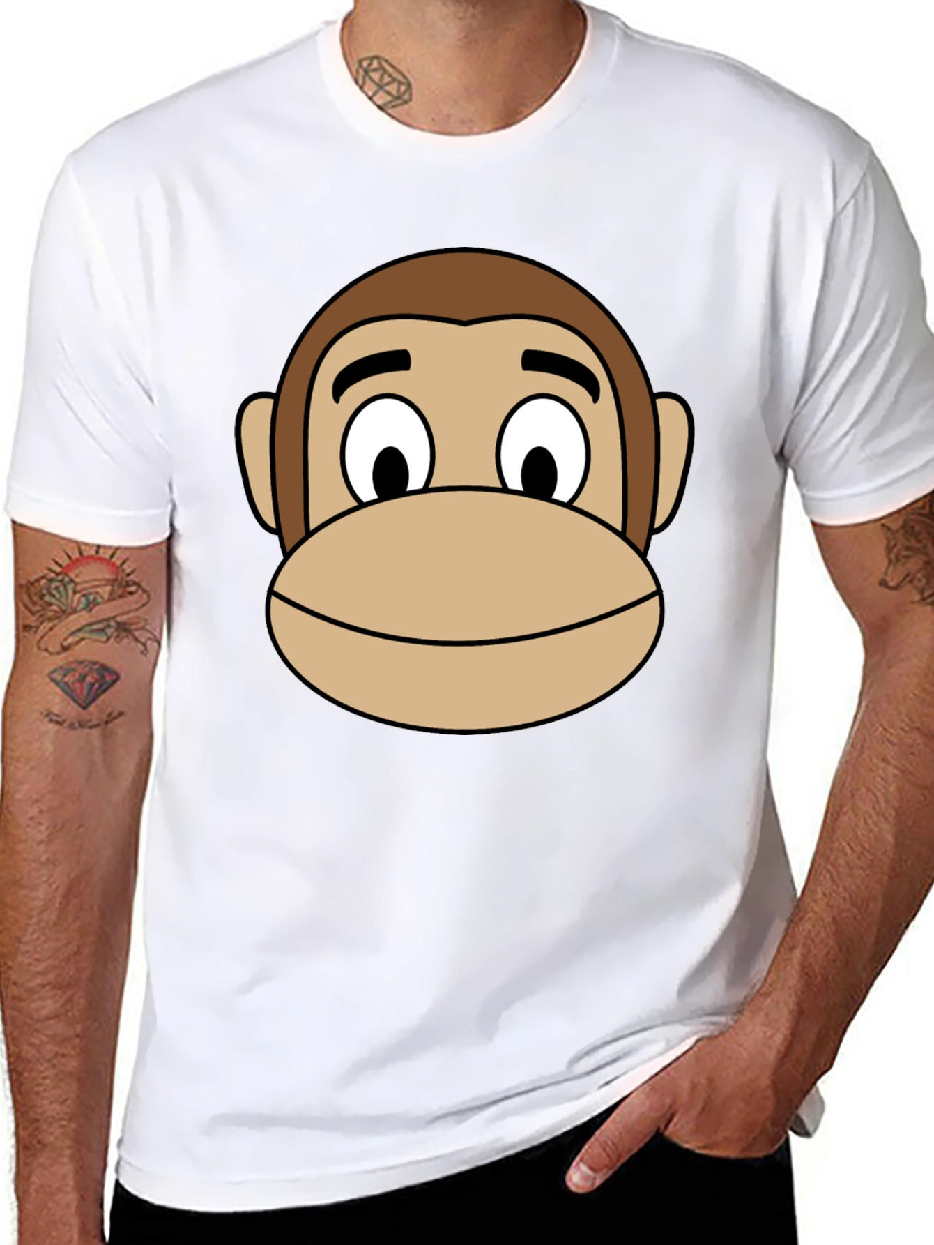 Cartoon Monkey Graphic Black T-Shirt