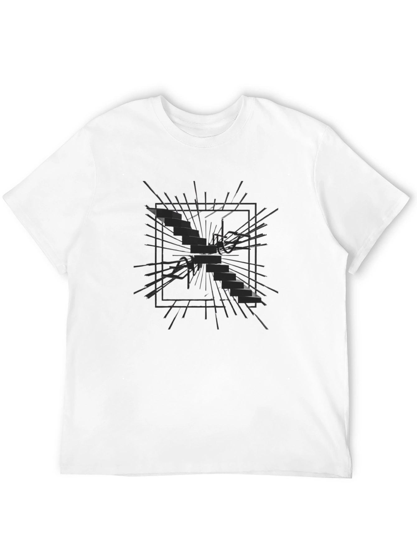 Abstract Shattered Glass Graphic Tee - Black