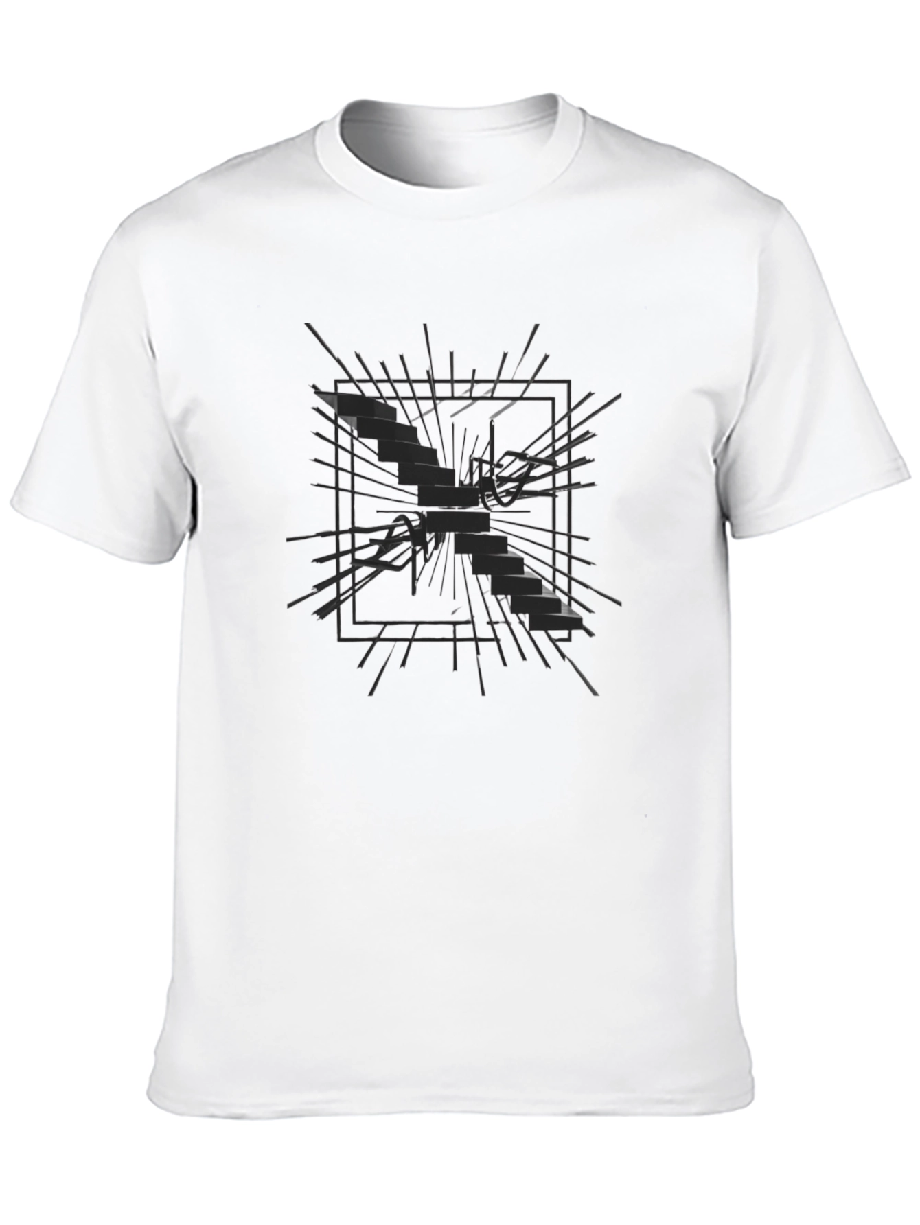 Abstract Shattered Glass Graphic Tee - Black