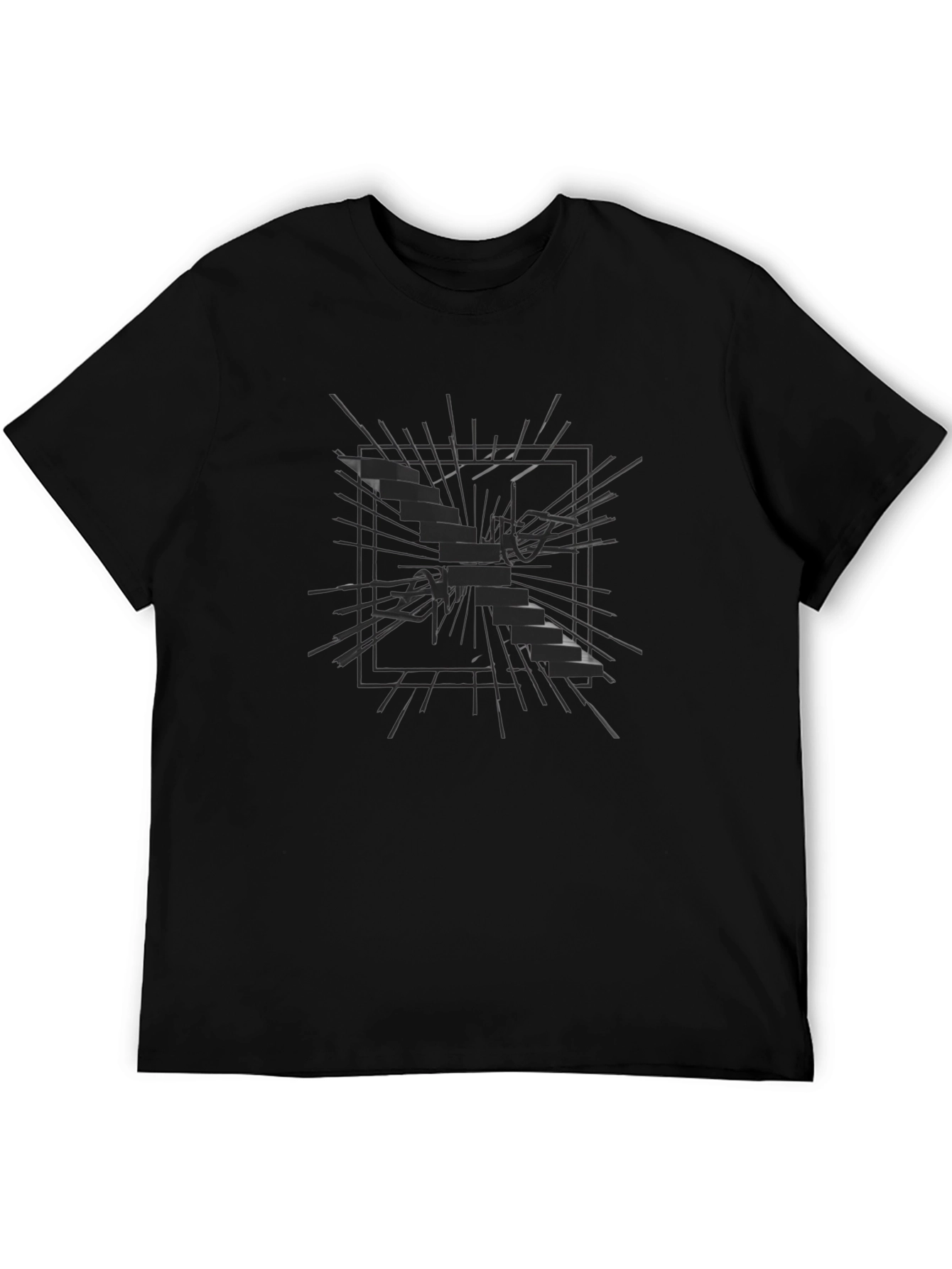 Abstract Shattered Glass Graphic Tee - Black