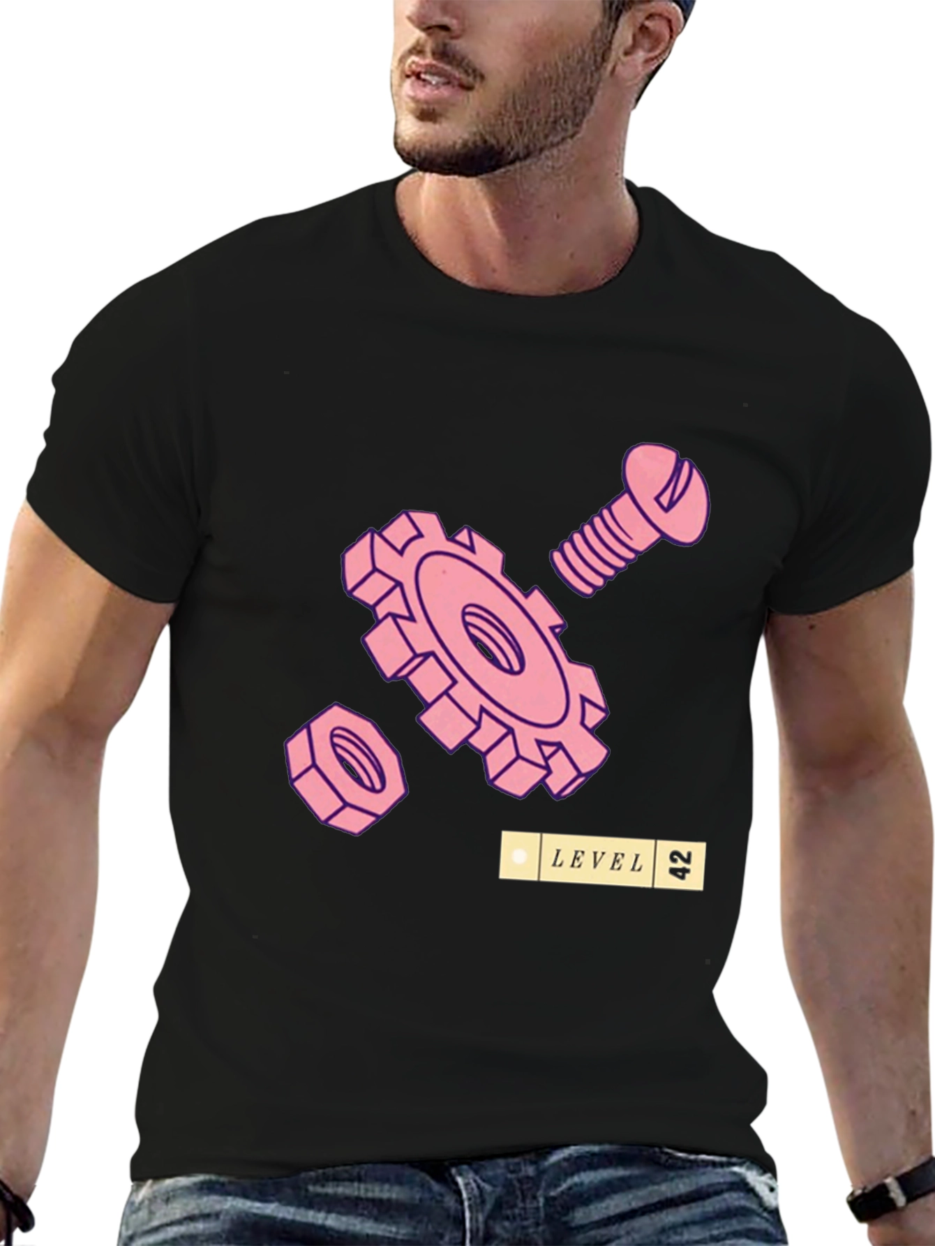 Level 42 Graphic Tee - Black Cotton T-Shirt