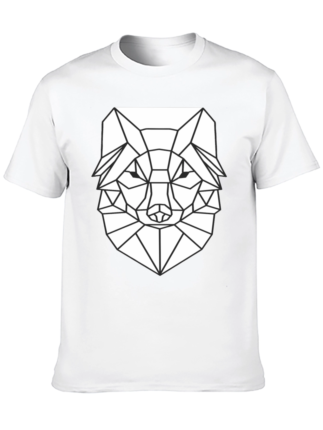 Geometric Wolf Graphic T-Shirt - Black